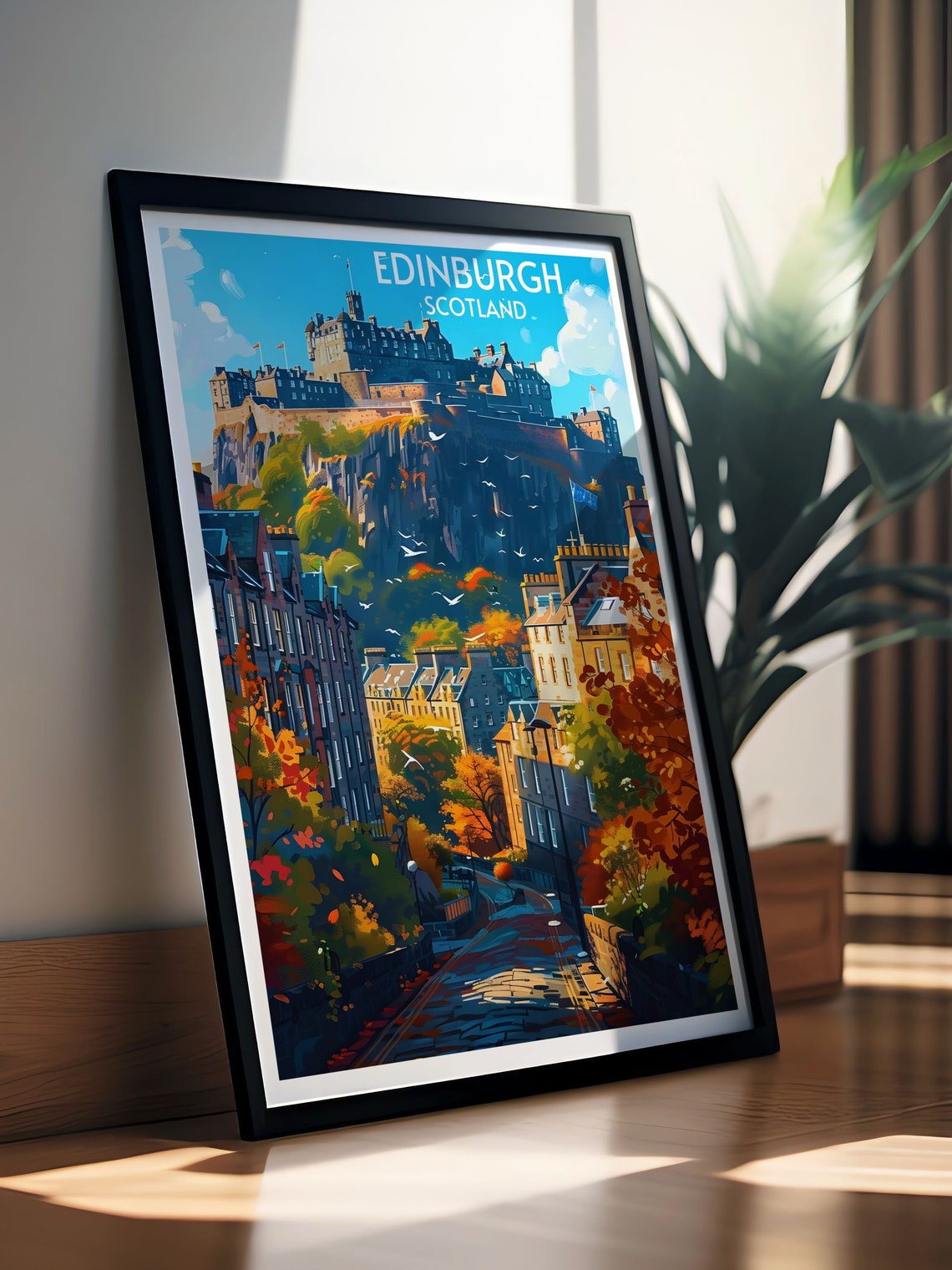 Edinburgh Castle Autumn Street View Scotland Historic City Poster - Image 3