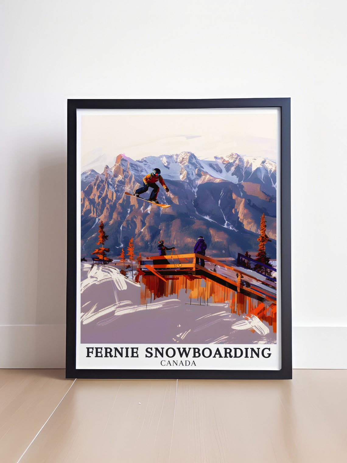 Fernie Snowboarding Canada Ramp Jump Snowboarder Action Poster - Image 4