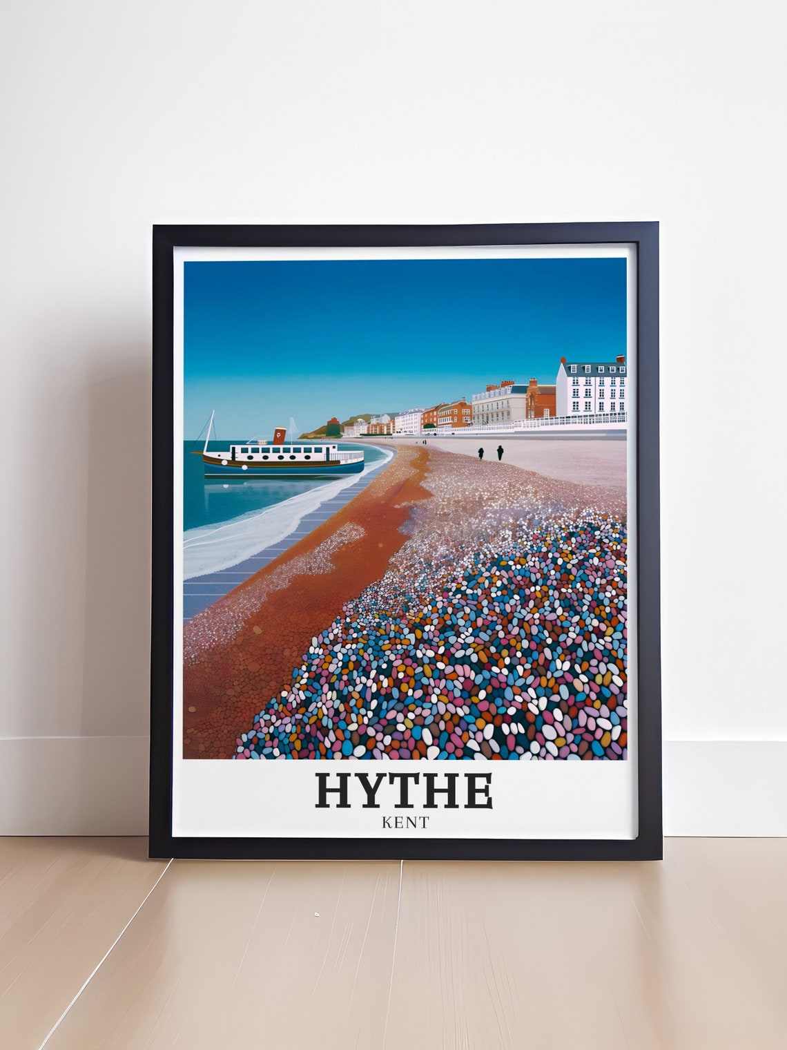 Hythe Kent Shingle Beach Colorful Pebbles Seaside Travel Poster - Image 4