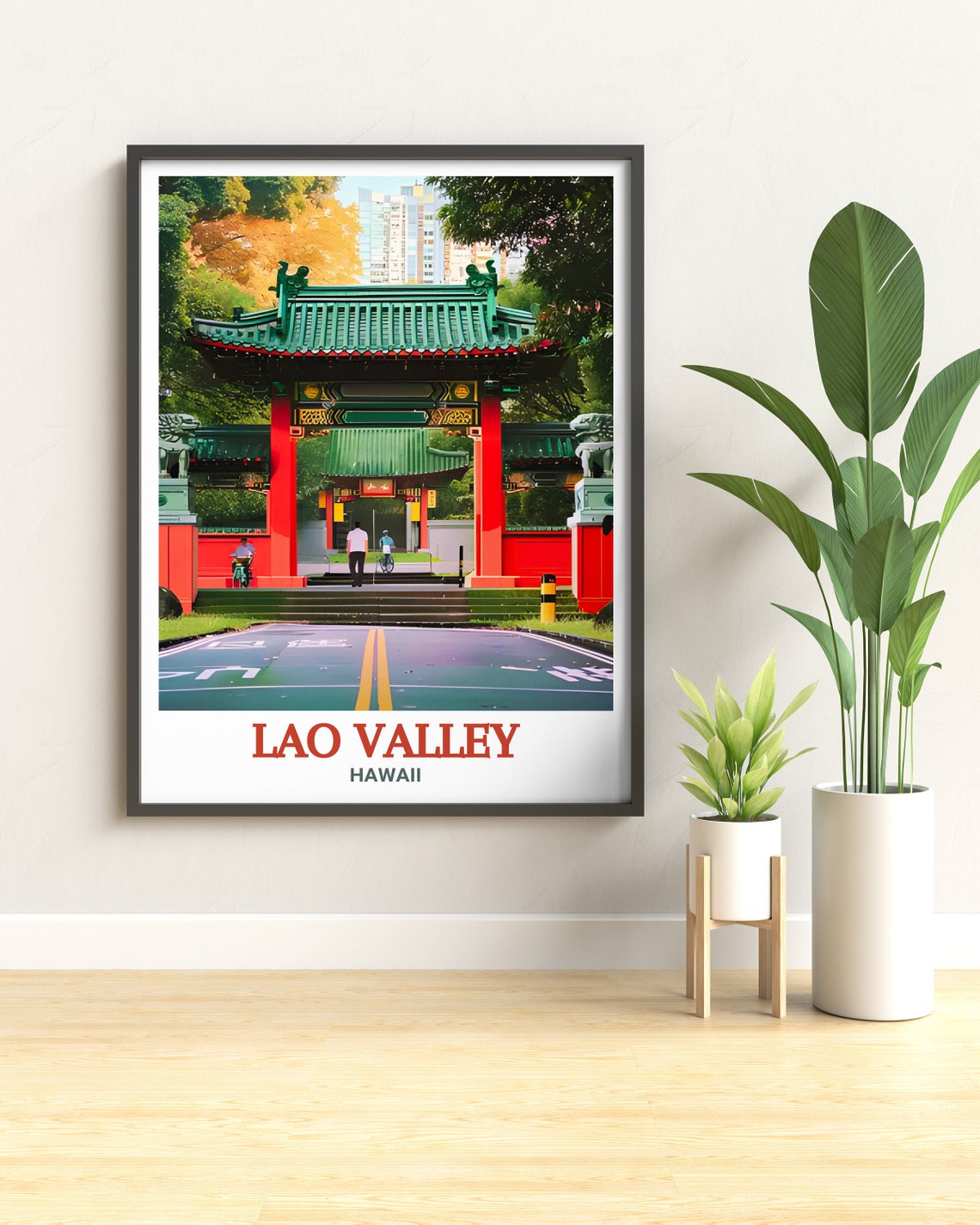 Lao Valley Hawaii Chinese Pagoda Gate Heritage Garden Travel Poster - Image 2
