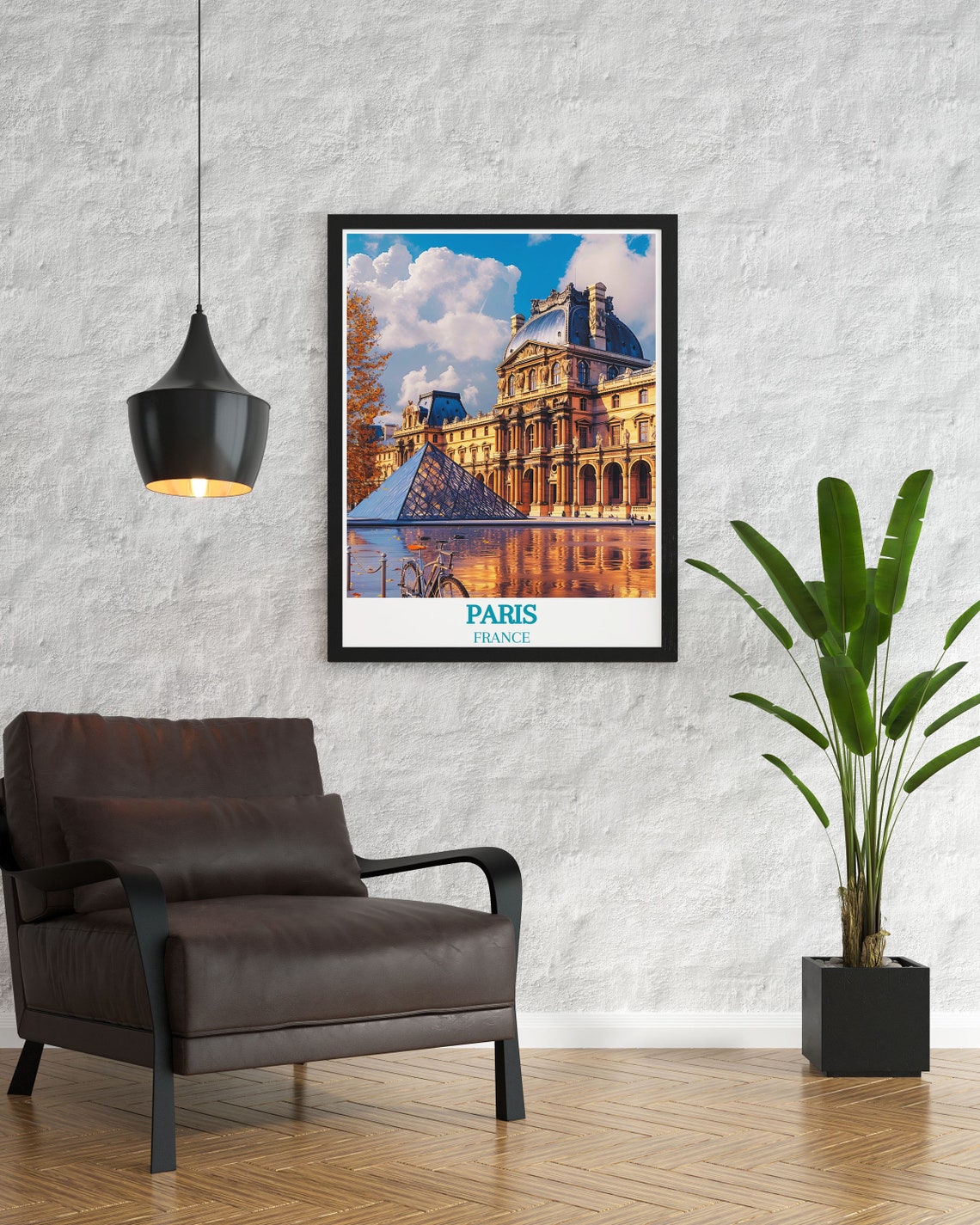 Louvre Museum Glass Pyramid Paris Evening Reflections Travel Poster - Image 3