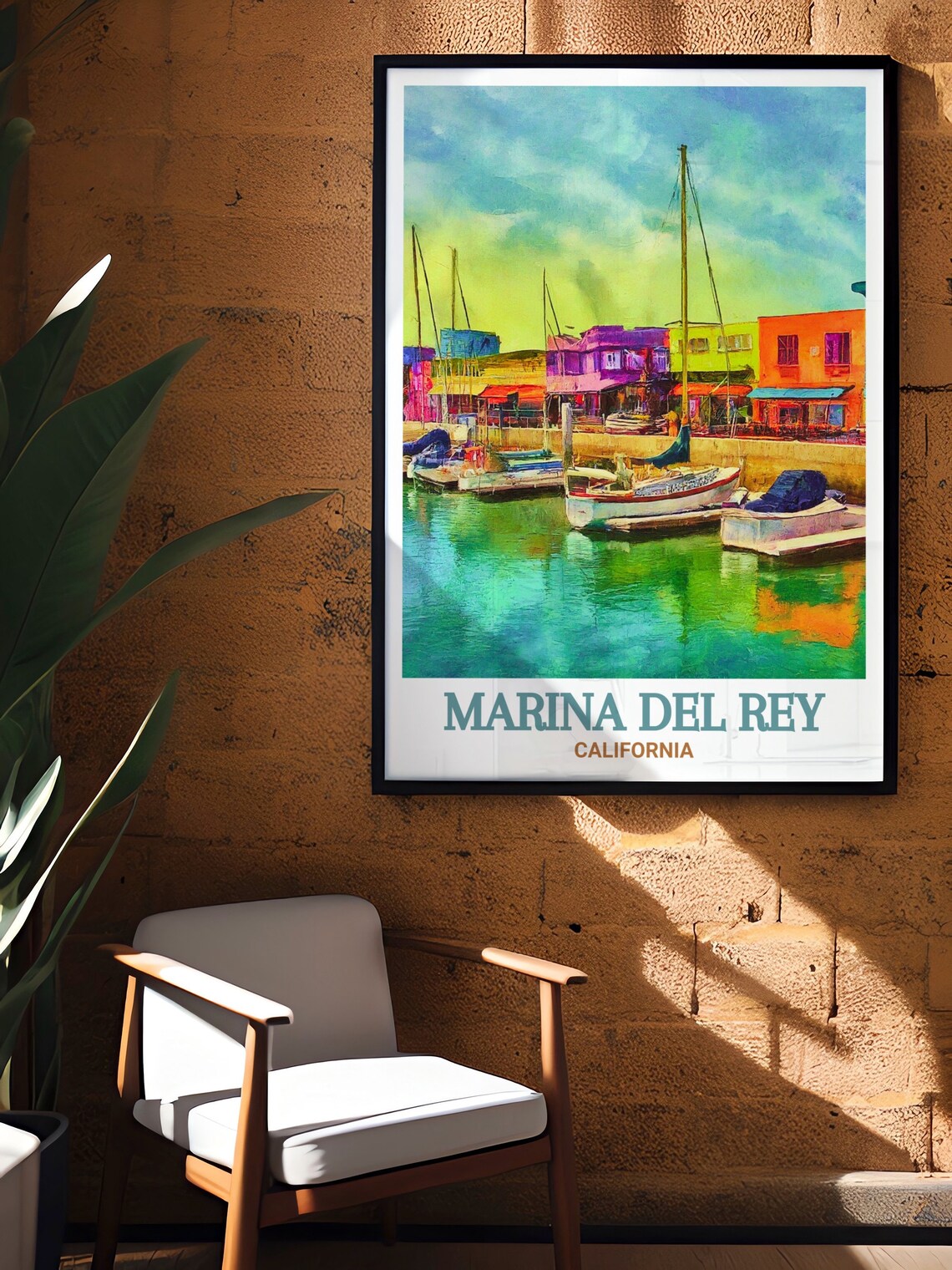 Marina Del Rey Fishermans Village Harbor Boats California Poster - Image 2