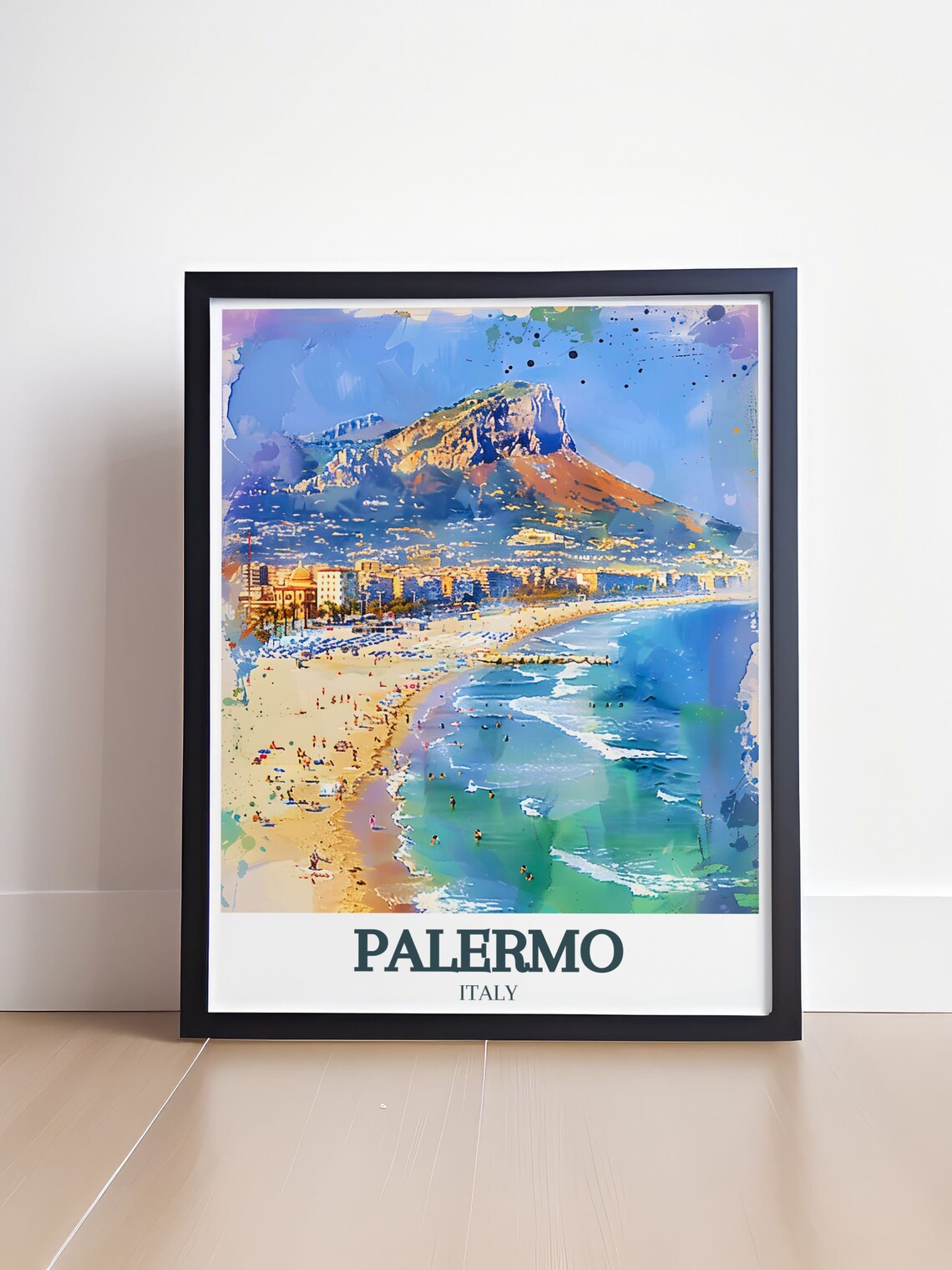Palermo Mondello Beach With Mount Pellegrino Sicily Travel Poster - Image 4