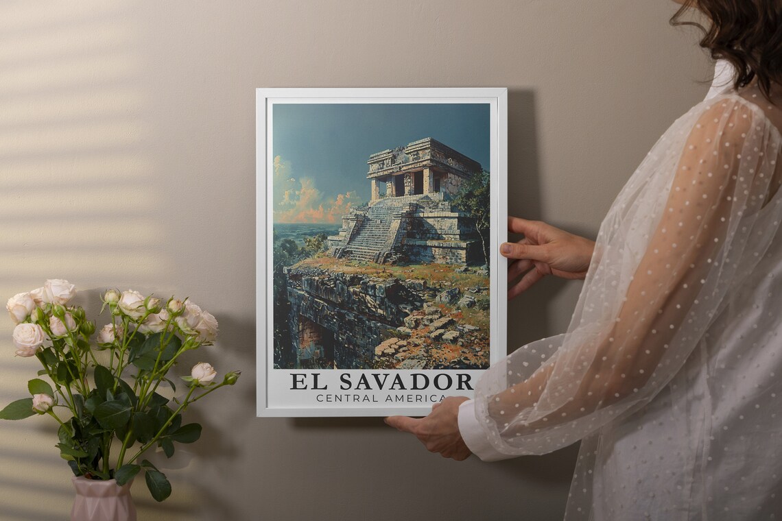 El Salvador Ancient Maya Temple Ruins At Golden Sunset Poster - Image 2