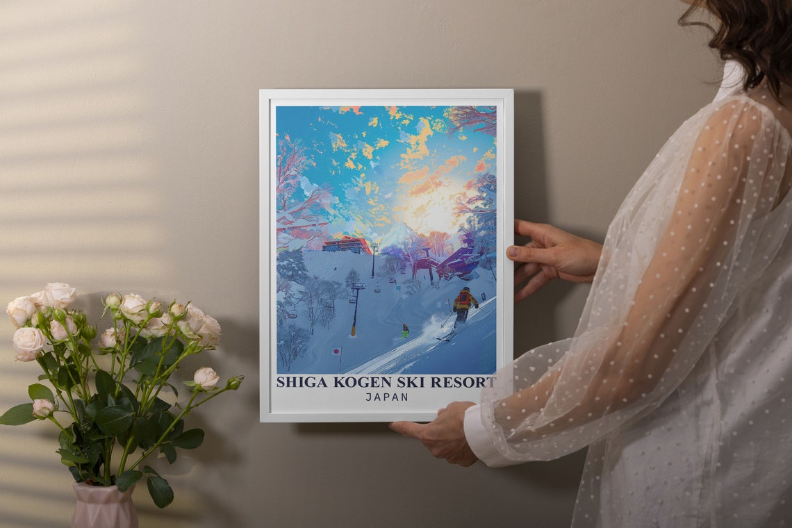Shiga Kogen Japan Ski Resort Sunny Slopes Lift Powder Day Poster - Image 2