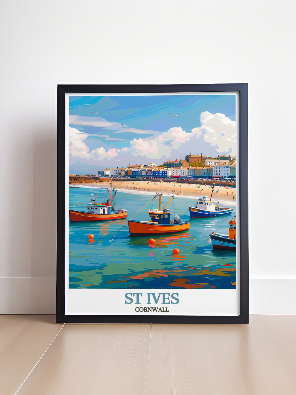St Ives Harbour Colorful Fishing Boats Cornwall Beach England Poster - Image 4