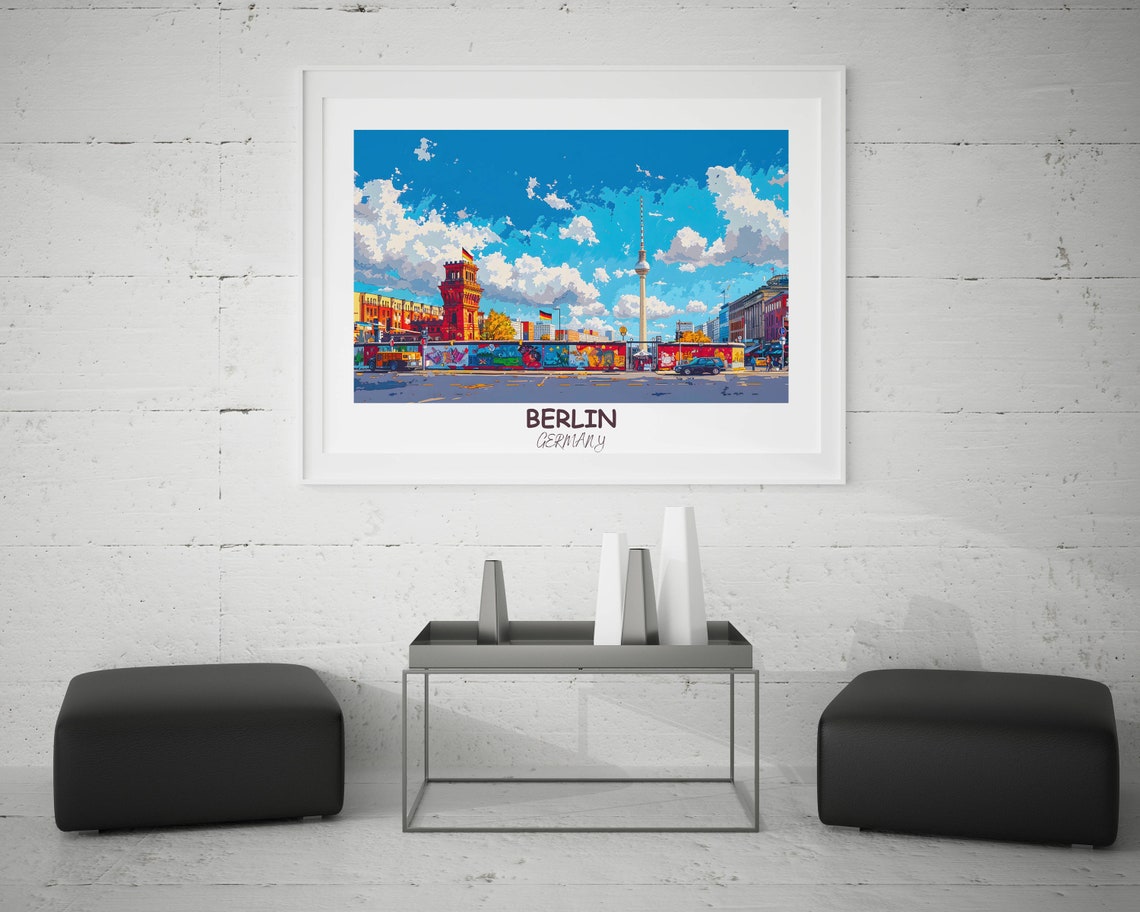 Berlin Graffiti Wall with TV Tower Colorful Street Scene Poster - Image 2