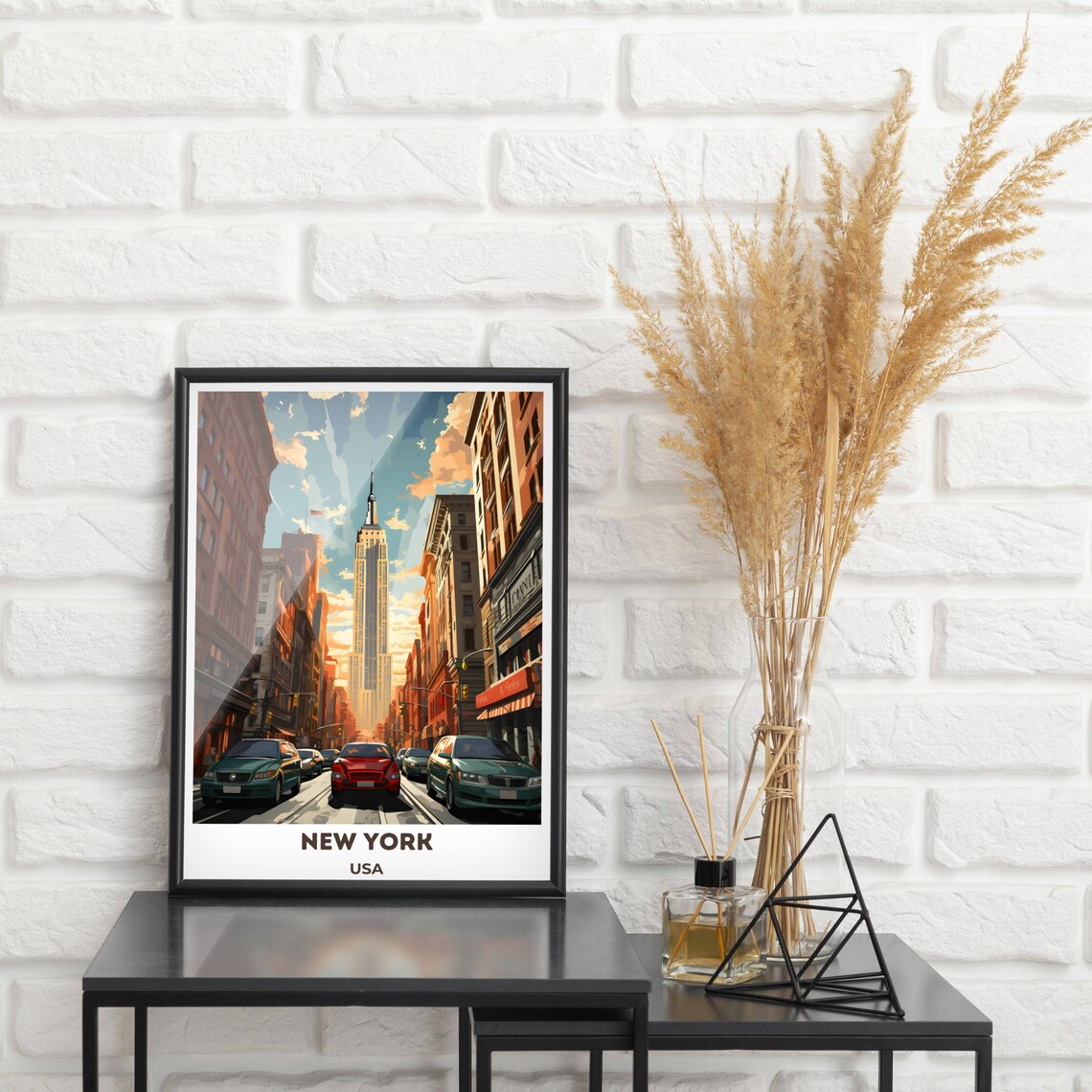 New York City Empire State Building Street Sunset Scene Poster - Image 2