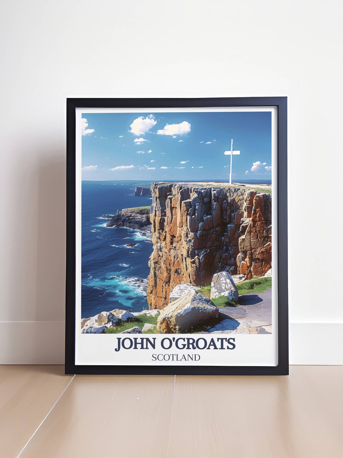 John Ogroats Signpost Gifts Lands End Signpost Art Capturing The Spirit Of C2c Cycling Sea To Sea Cycling Poster - Image 4