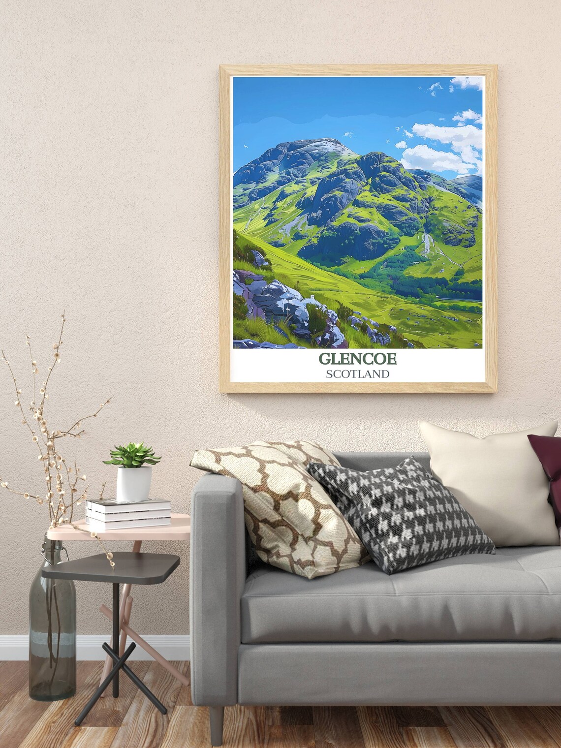 Glencoe Scotland Green Highland Craggy Peak Close Travel Poster - Image 2