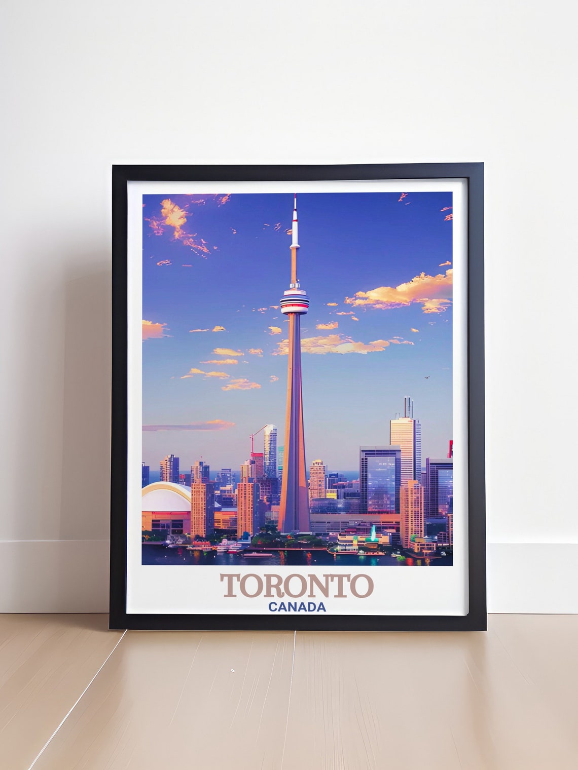 Toronto Canada CN Tower Skyline Glowing At Sunset Waterfront Poster - Image 4