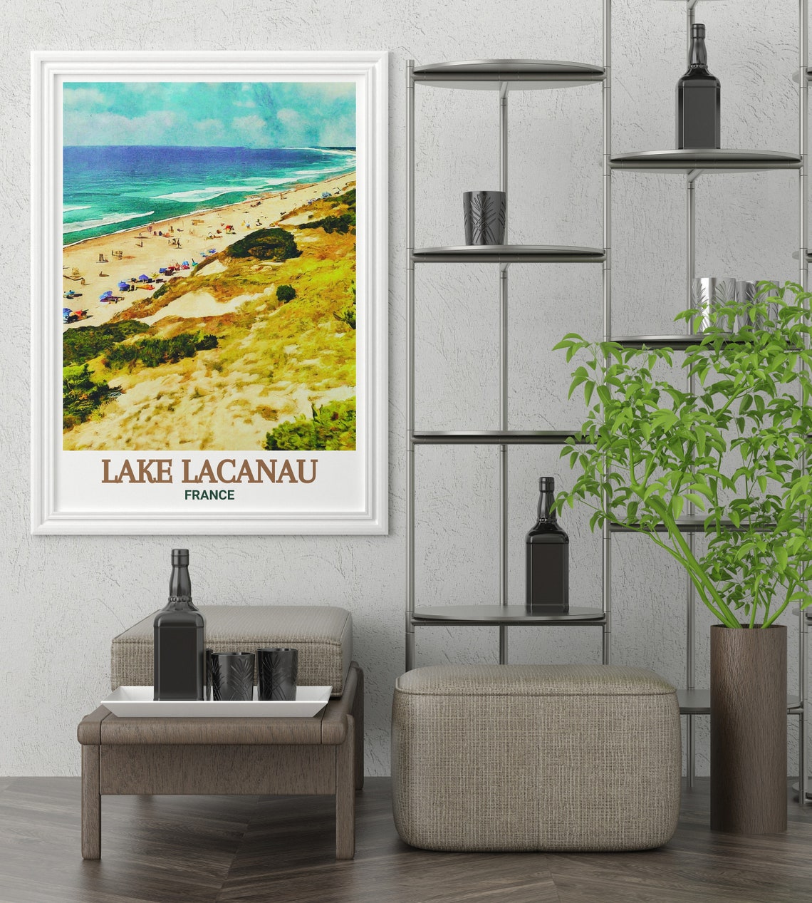 Lake Lacanau Sandy Beach Dunes and Turquoise Ocean View Poster - Image 3