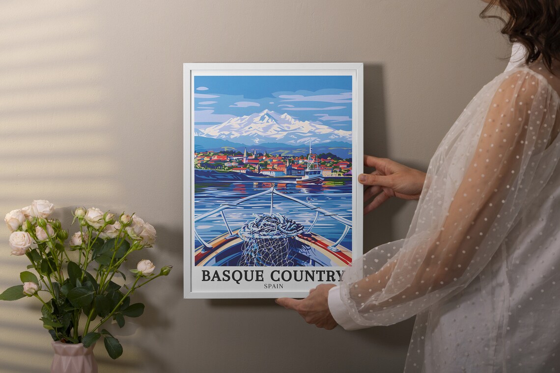 Basque Country Harbor View From the Fishing Boat Bow Art Poster - Image 3