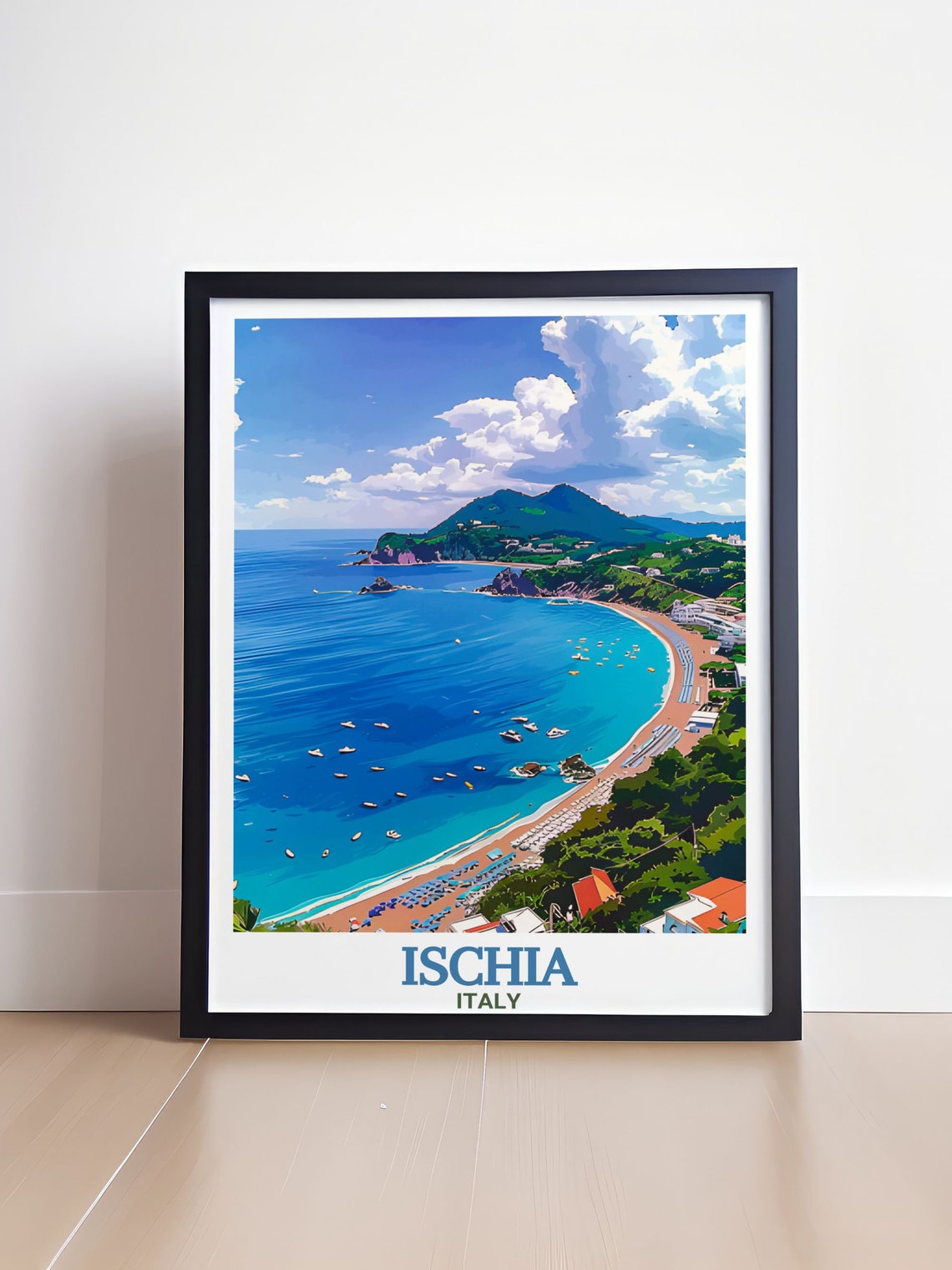 Ischia Italy Maronti Beach Aerial Bay Curved Coastline Vista Poster - Image 4