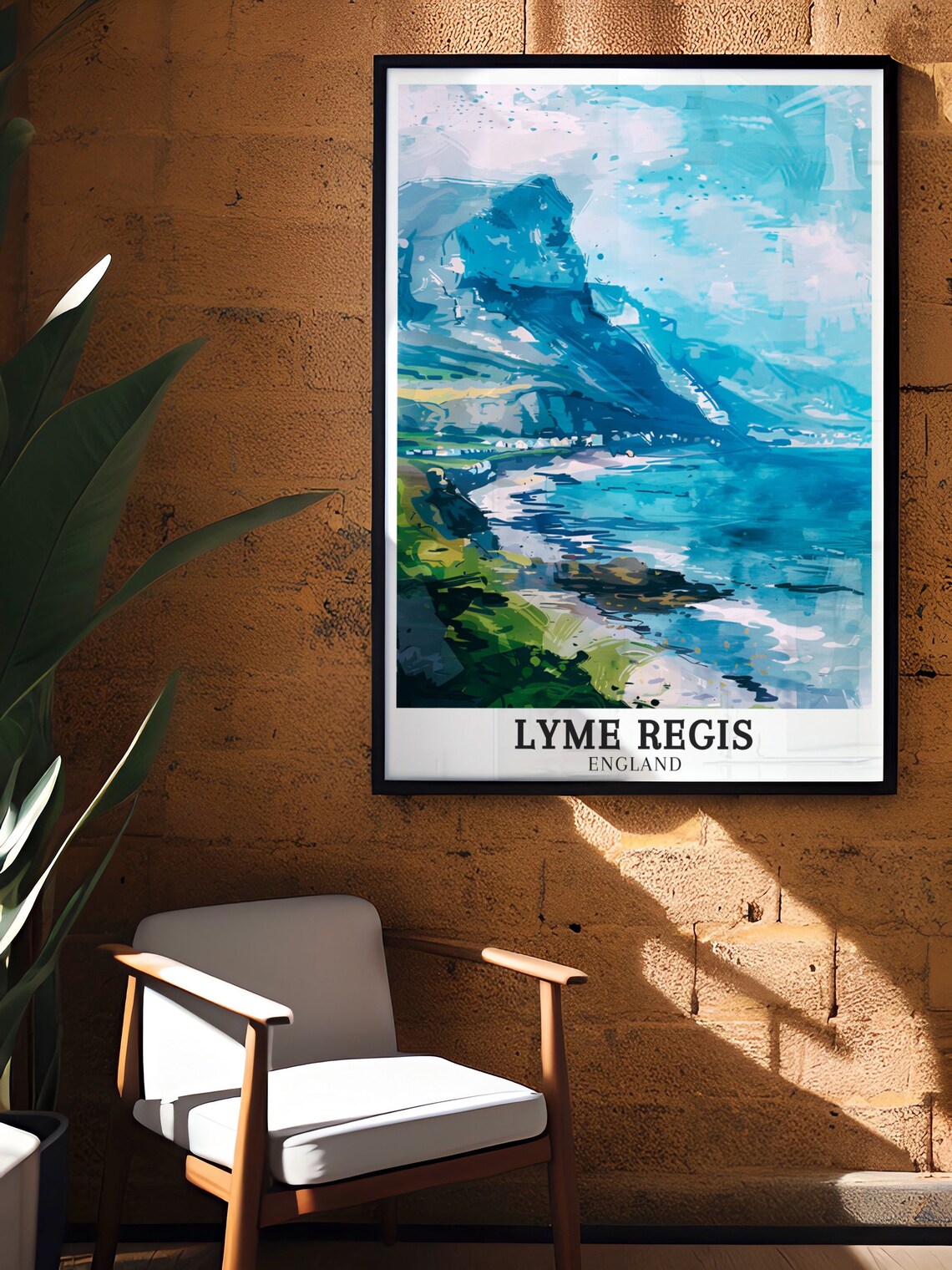 Lyme Regis England Charmouth Coast Watercolor Seascape Travel Poster - Image 2