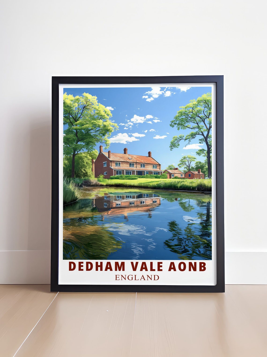 Dedham Vale AONB England Poster With Riverside Cottage Reflections - Image 4