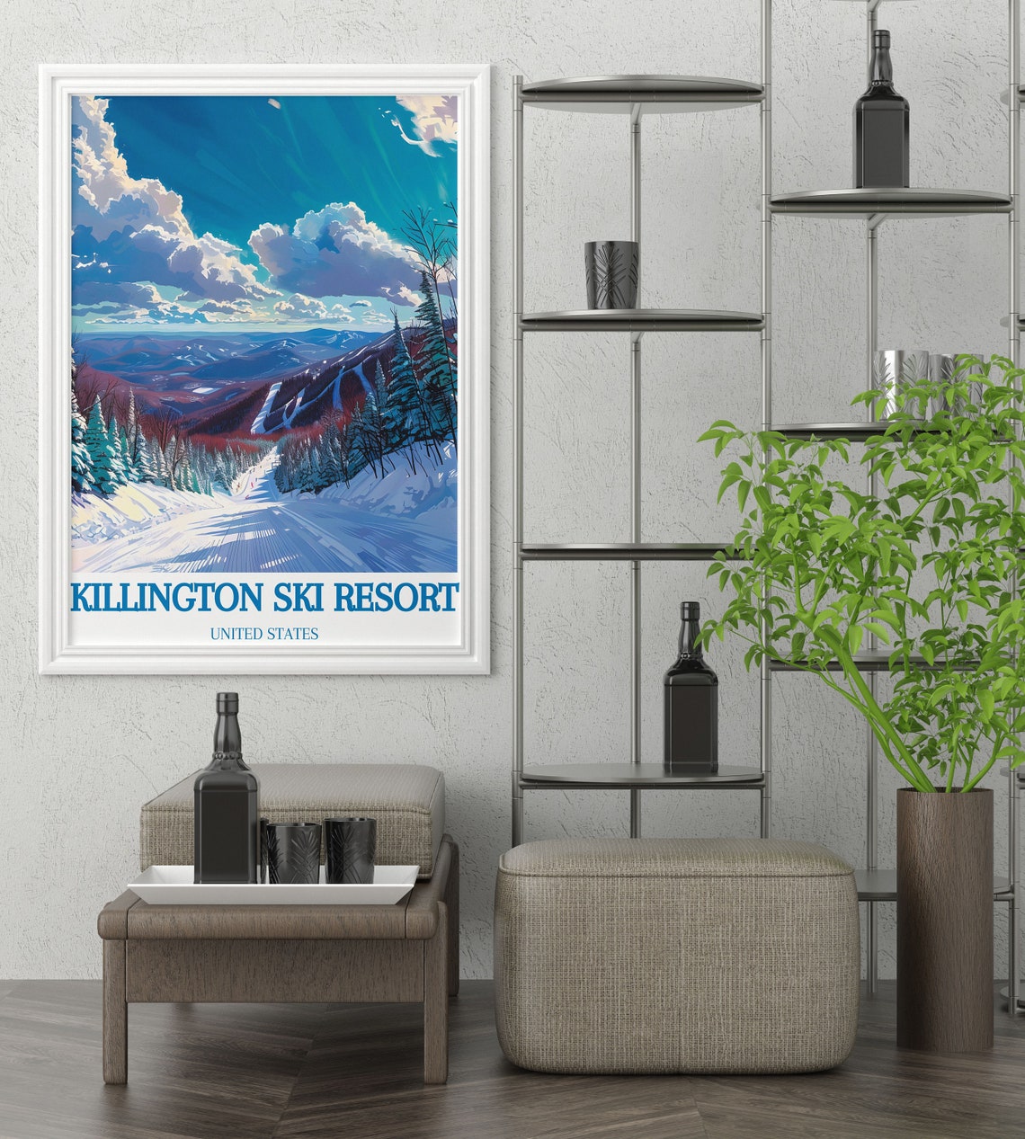 Killington Ski Resort Mountain Vista Groomed Trails Winter Poster - Image 3