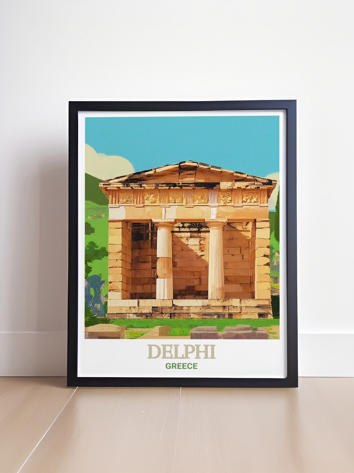 Athenian Treasury Building At Delphi Greece Vintage Travel Poster - Image 4
