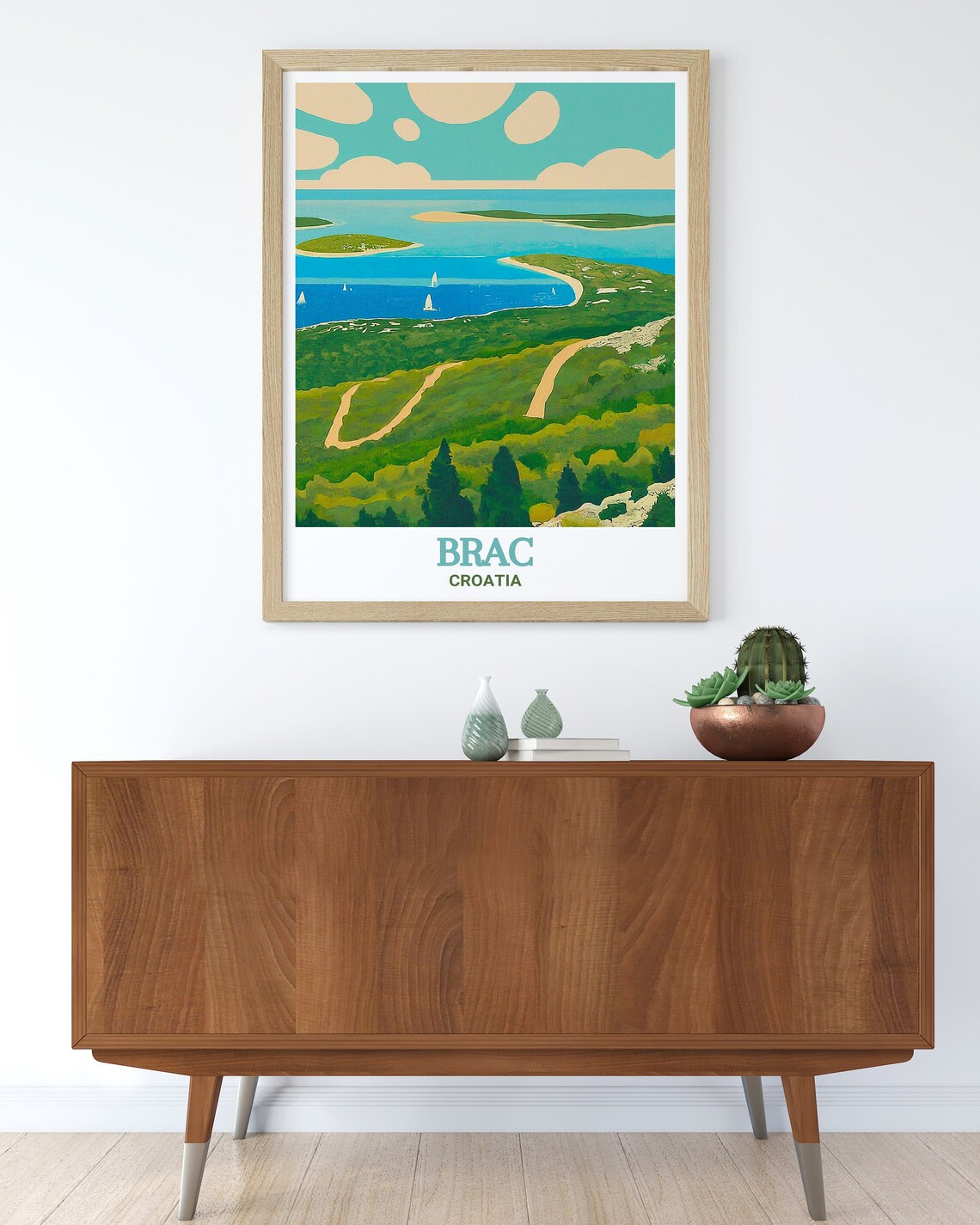Brac Croatia Vidova Gora Adriatic Coast View Vintage Travel Poster - Image 3