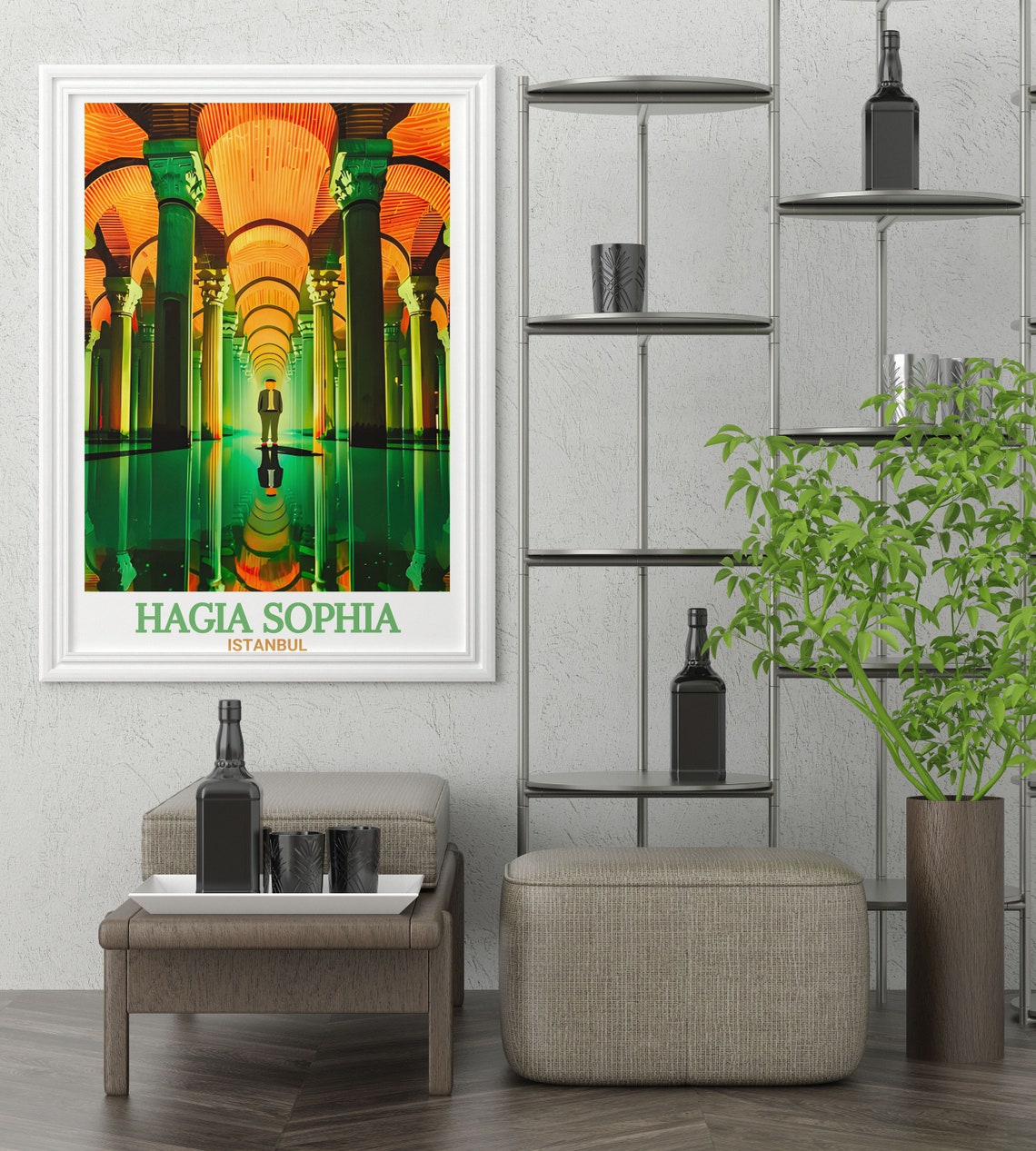 Istanbul Basilica Cistern Glowing Columns Underground Hall Poster - Image 3