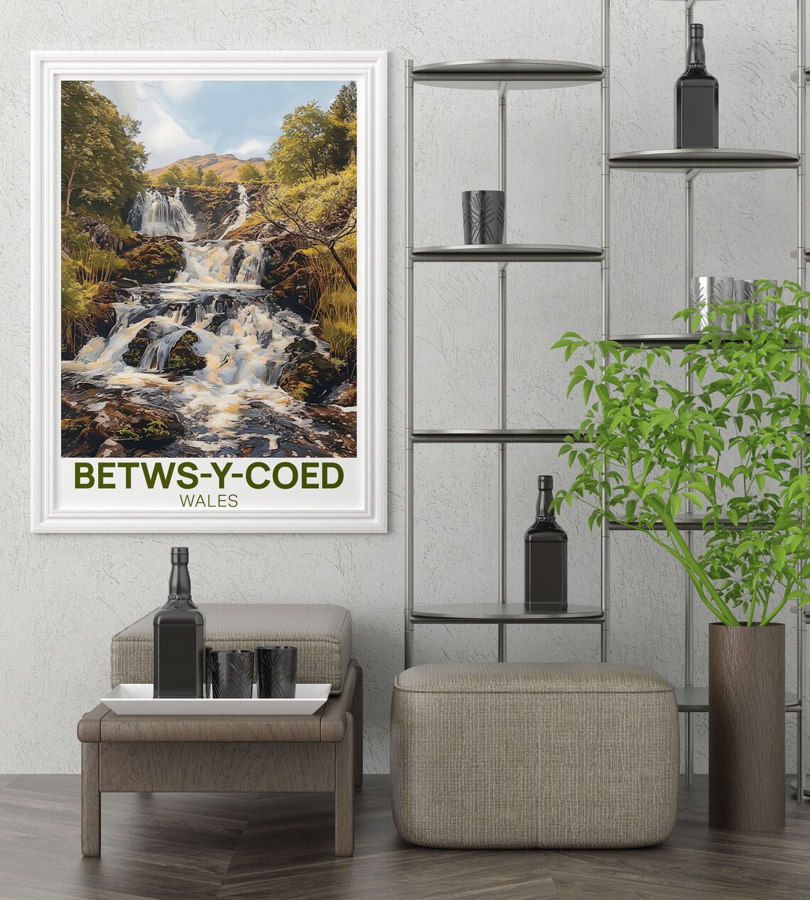 Betws-y-Coed Wales Cascading Waterfall Forest Nature Travel Poster - Image 3