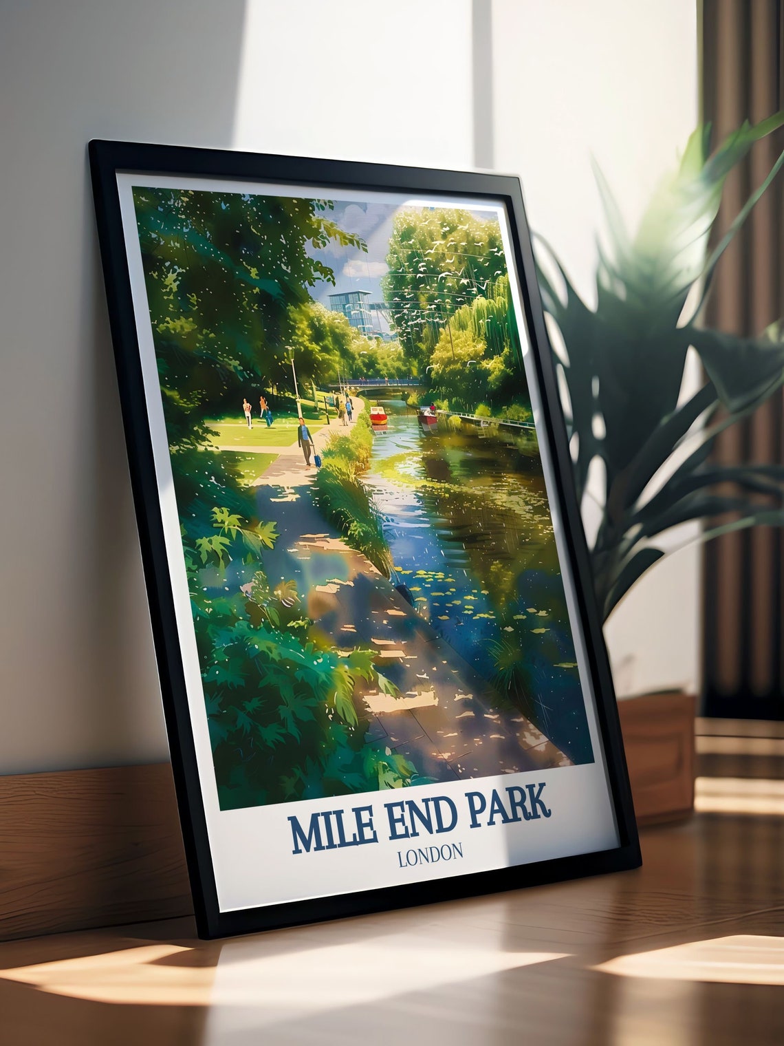 Mile End Park London Canal Towpath Leafy Green Escape Poster - Image 3