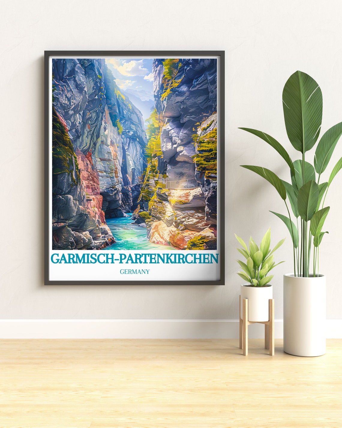 Garmisch-Partenkirchen Rocky Gorge Turquoise River View Poster - Image 2