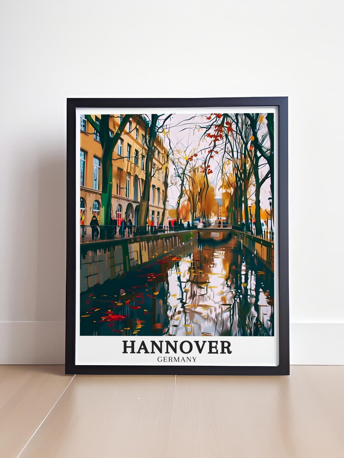 Hannover Germany River Leine Canal Autumn Reflections Cityscape Poster - Image 4