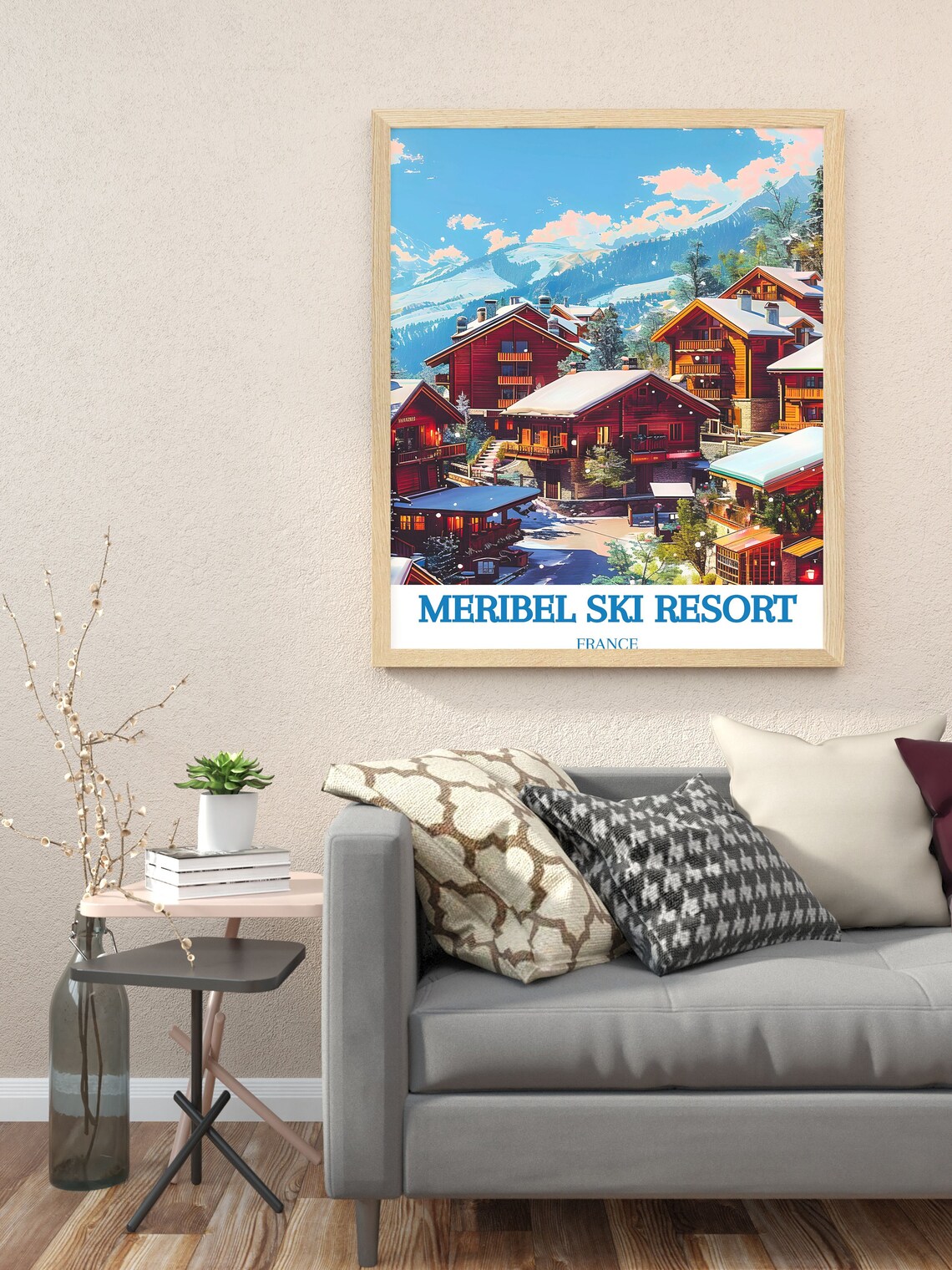 Meribel Ski Resort French Alps Chalets Vintage Travel Poster - Image 3