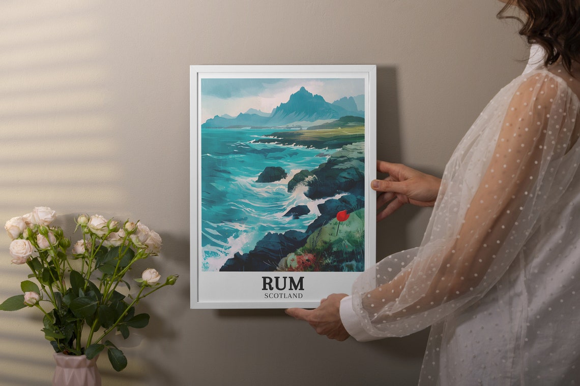 Isle of Rum Dramatic Wild Scottish Coast Ocean Waves View Poster - Image 3