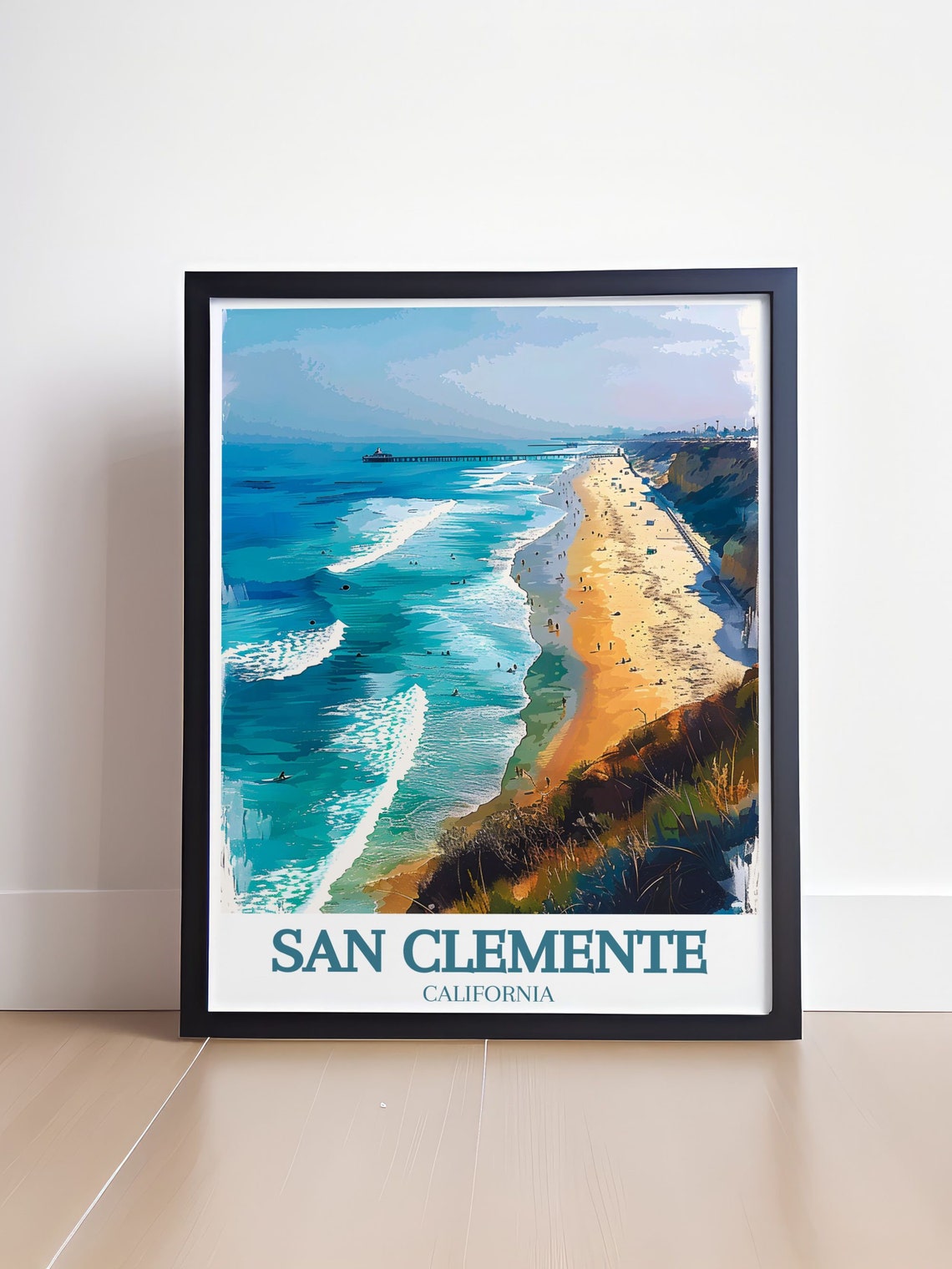 San Clemente California Beach Aerial View Pier Coastal Travel Poster - Image 4