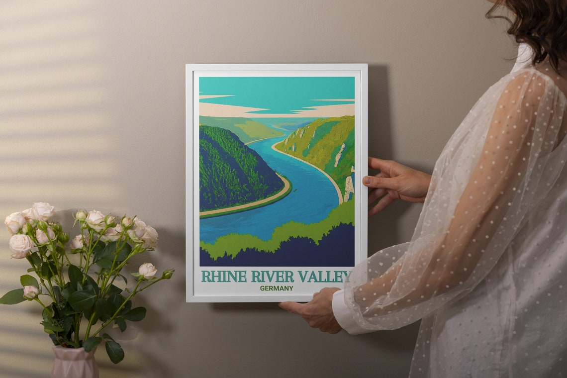 Rhine River Valley Germany Winding River Bend Vintage Travel Poster - Image 3