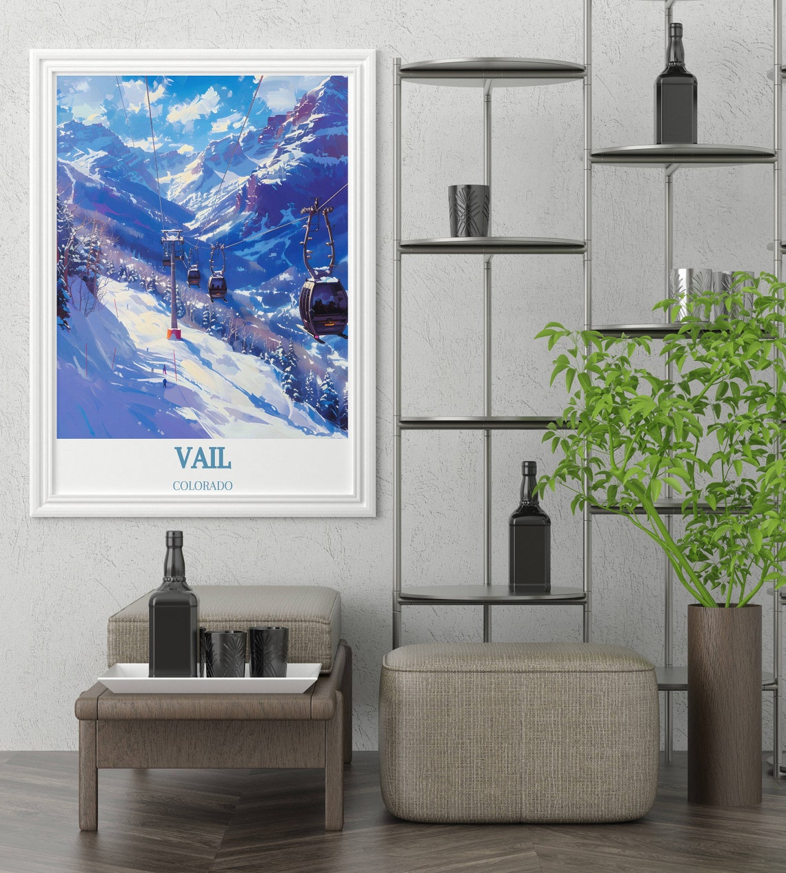 Vail Colorado Ski Gondolas Snowy Winter Slopes Mountain Poster - Image 3