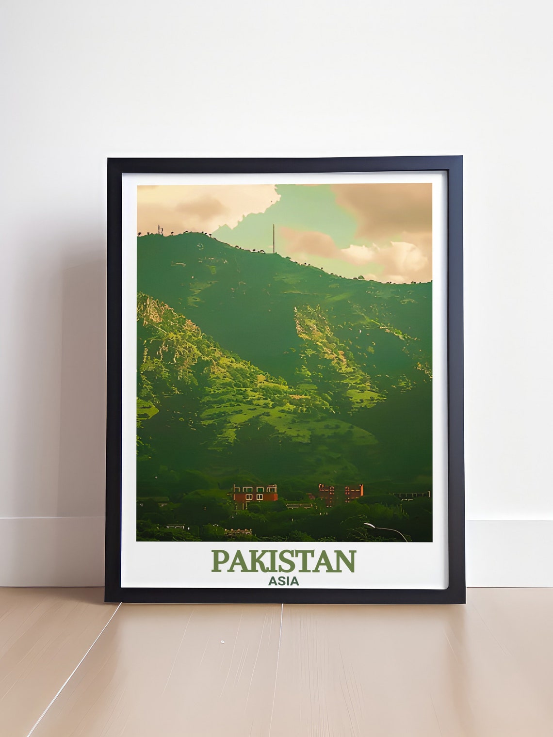 Margalla Hills Pakistan Green Mountain Ridge at Golden Hour Poster - Image 4
