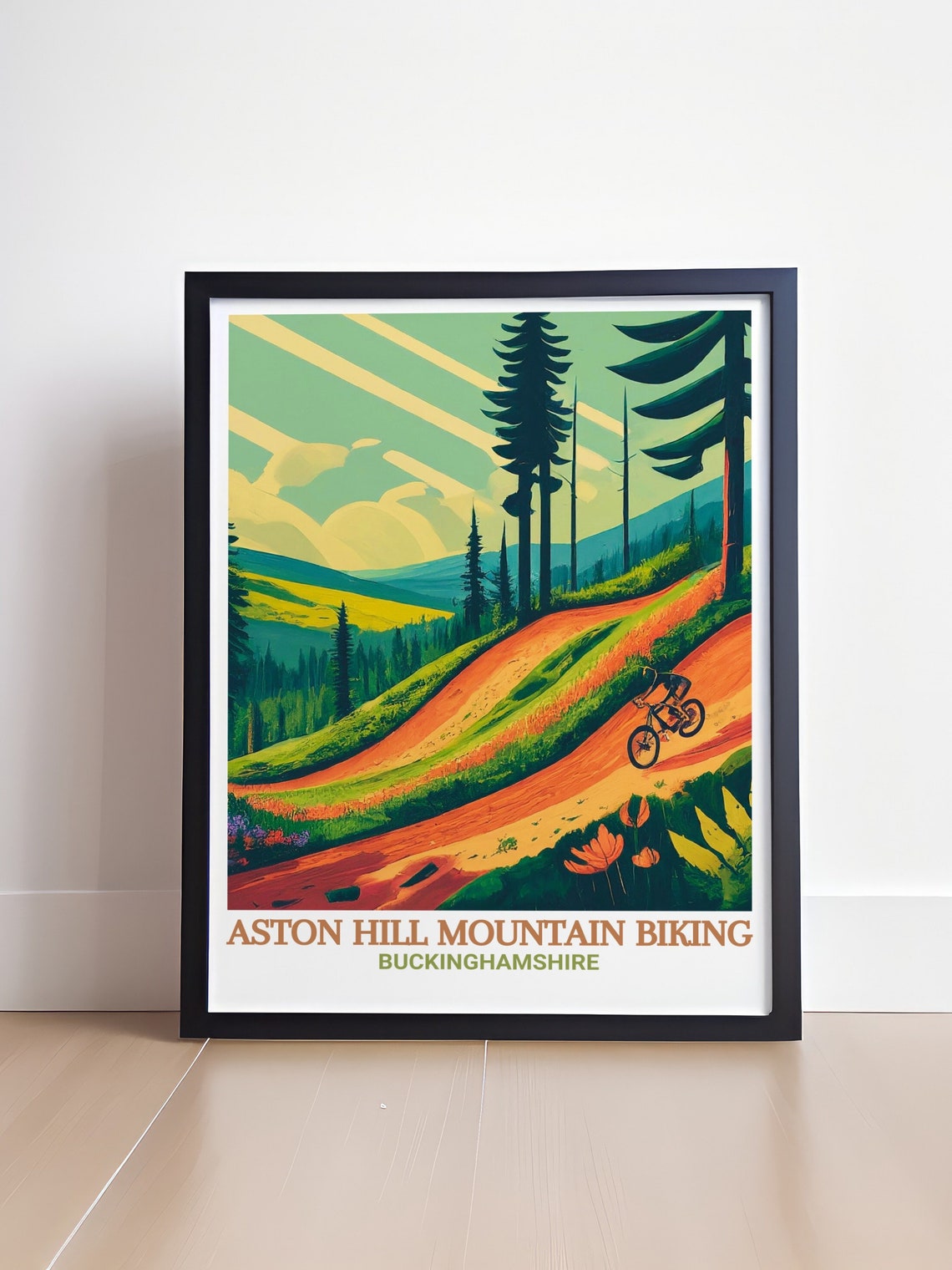 Aston Hill Mountain Biking Downhill Pine Forest Trail Poster - Image 4