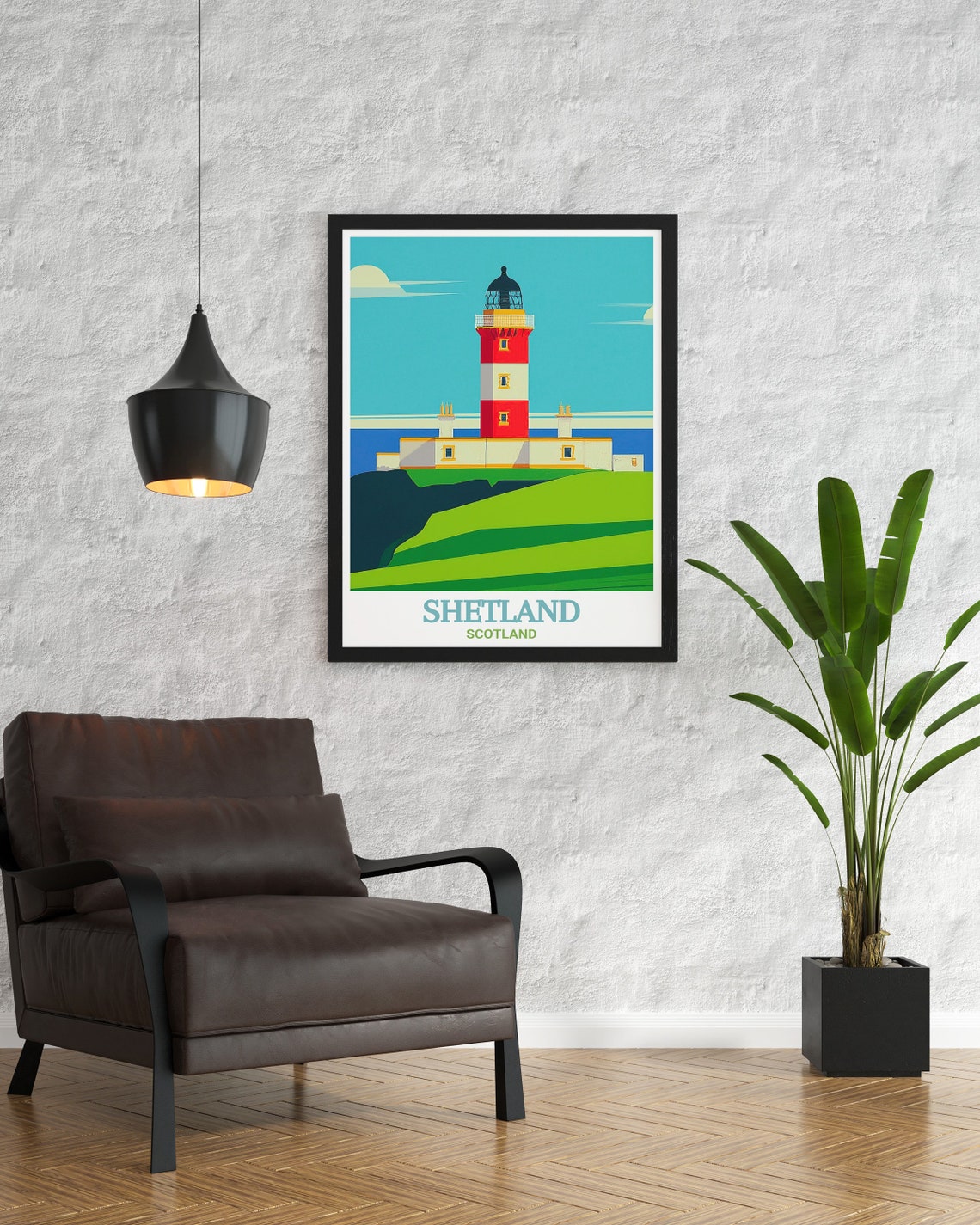 Shetland Scotland Red White Striped Lighthouse Coastal Poster - Image 3
