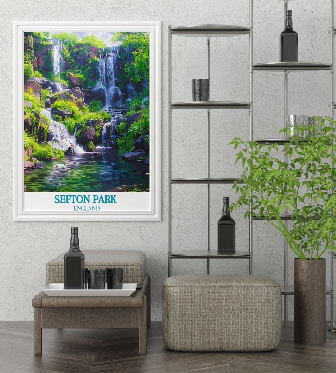 Sefton Park Fairy Glen Waterfall Cascade England Travel Poster - Image 3