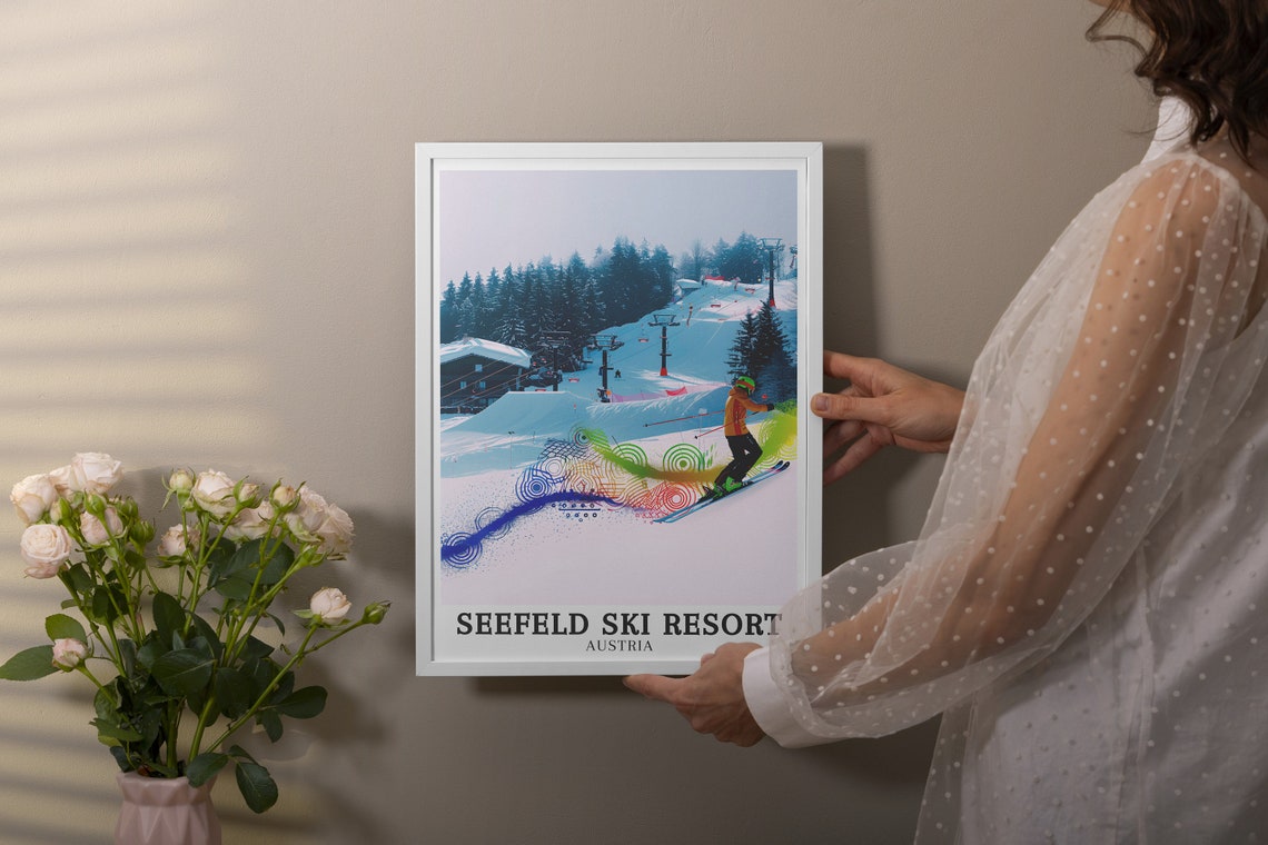 Seefeld Ski Resort Austria Colorful Trail Air Jumper Art Poster - Image 3