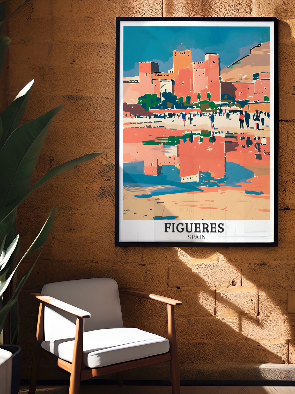 Figueres Spain Abstract Castle Walls Sunset Bold Art Travel Poster - Image 3