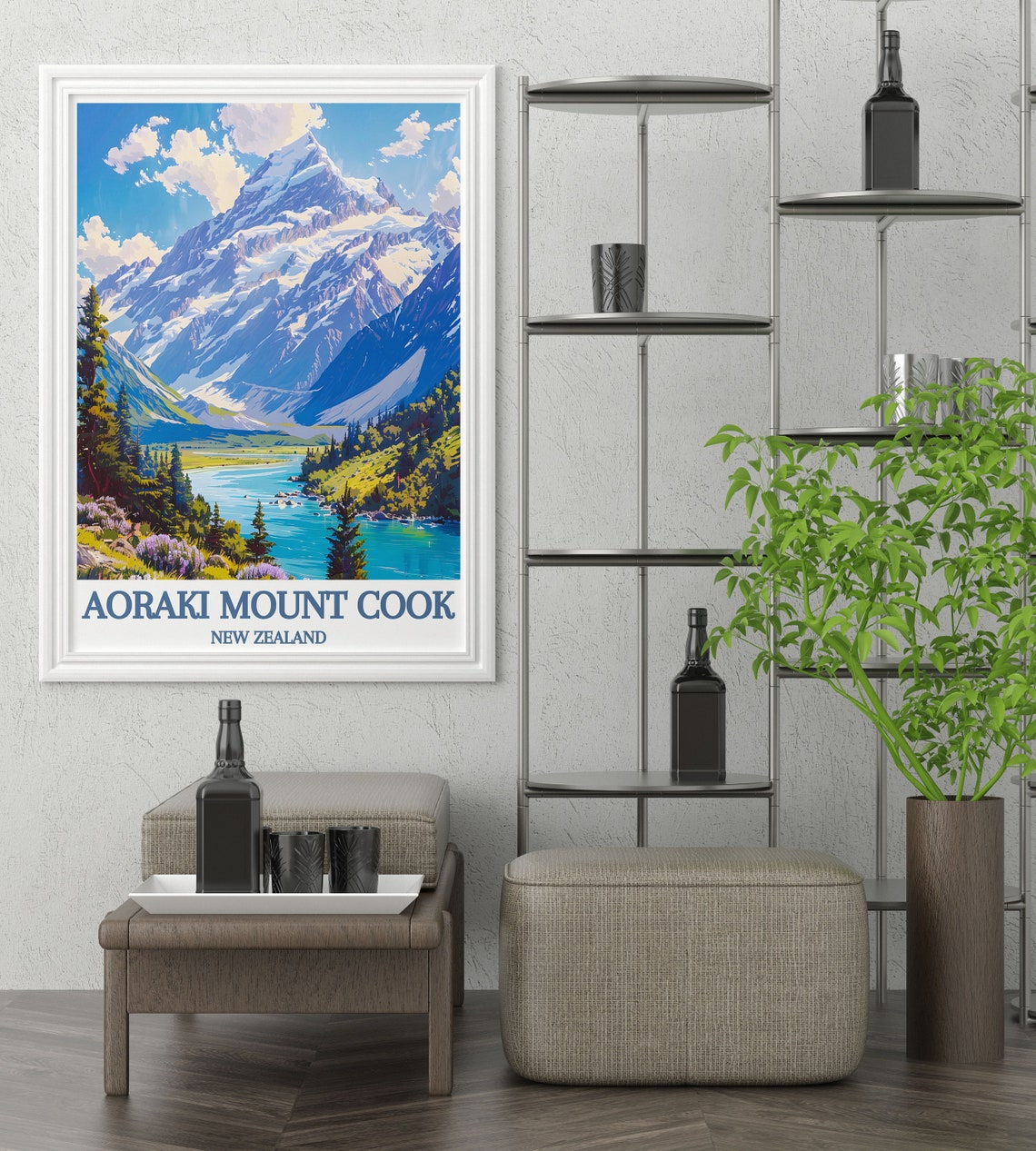 Aoraki Mount Cook Snow Peak Valley River Scenic Travel Poster - Image 4