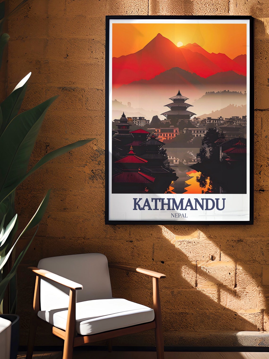 Kathmandu Nepal Pashupatinath Temple Sunset Minimalist Art Poster - Image 2
