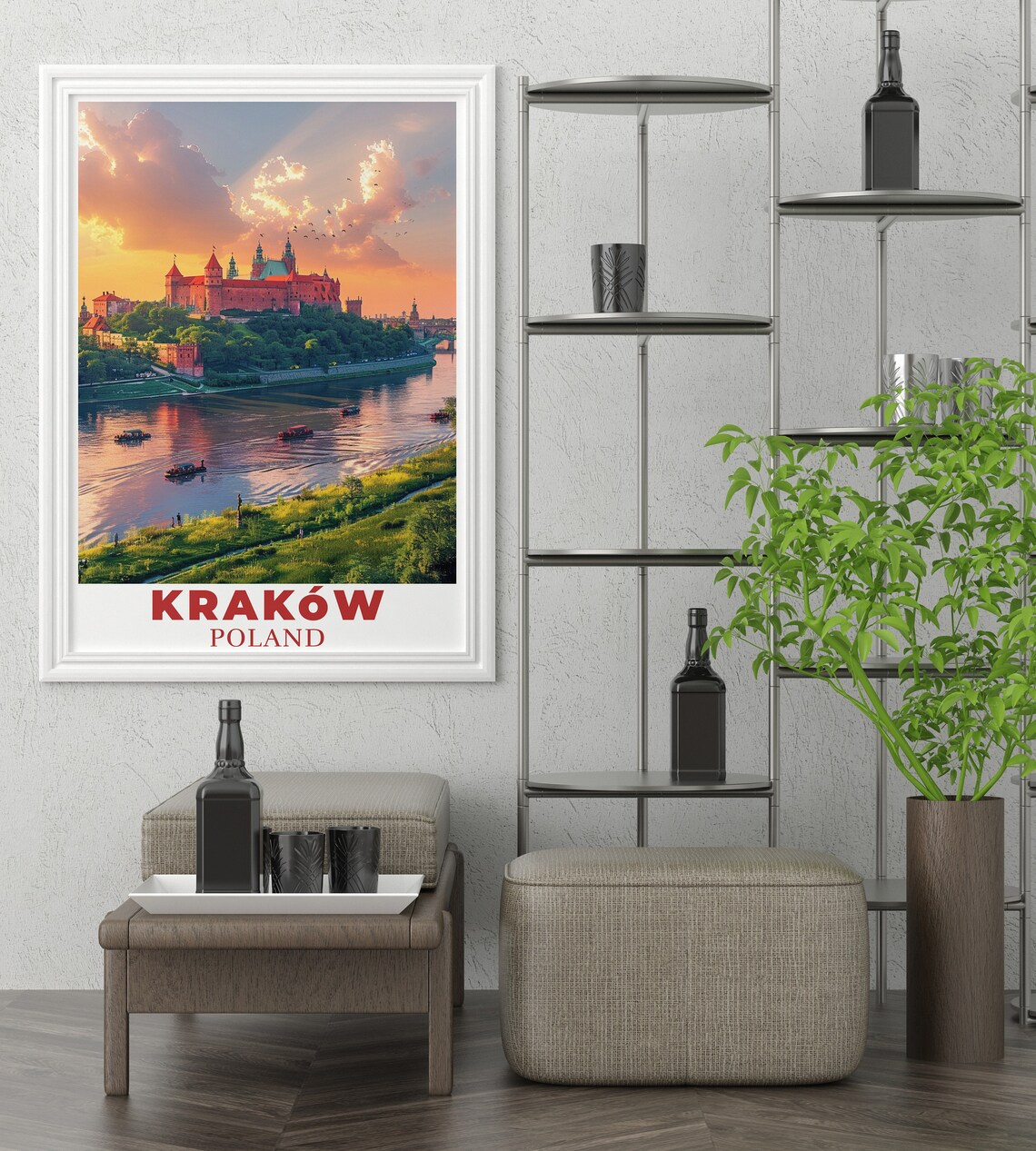 Krakow Poland Wawel Castle Vistula River Sunset Travel Poster - Image 3