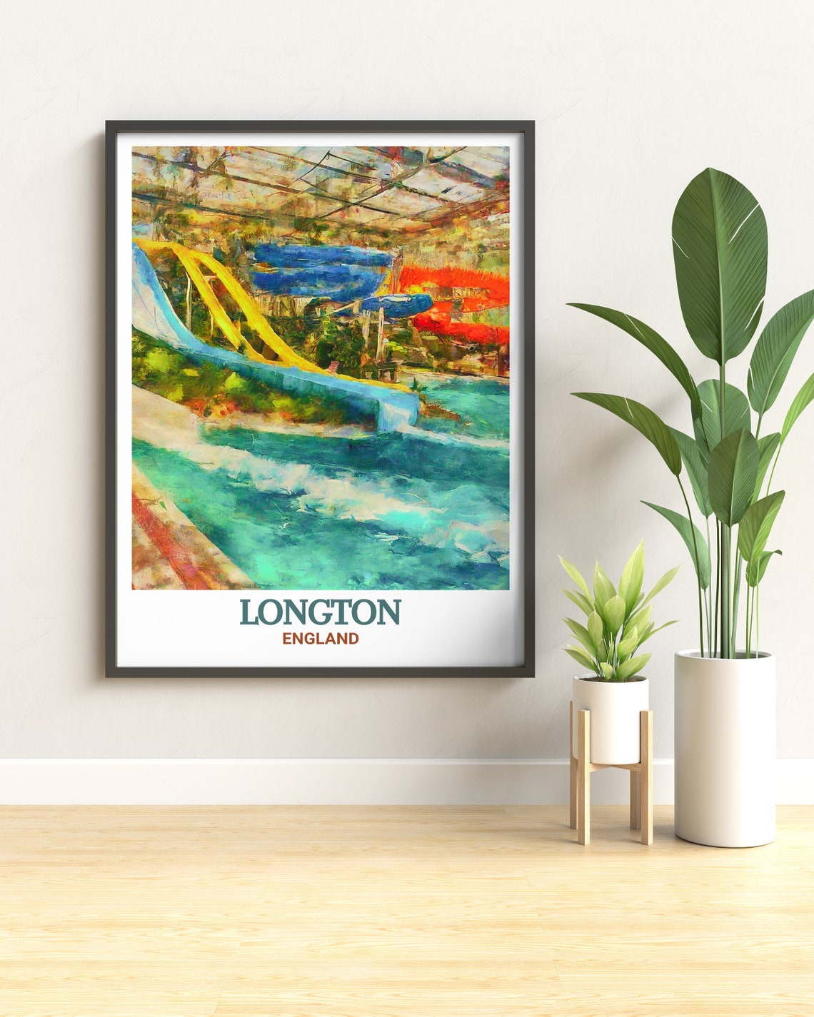 Longton Waterworld Waterpark Slides England Fun Day Travel Poster - Image 3