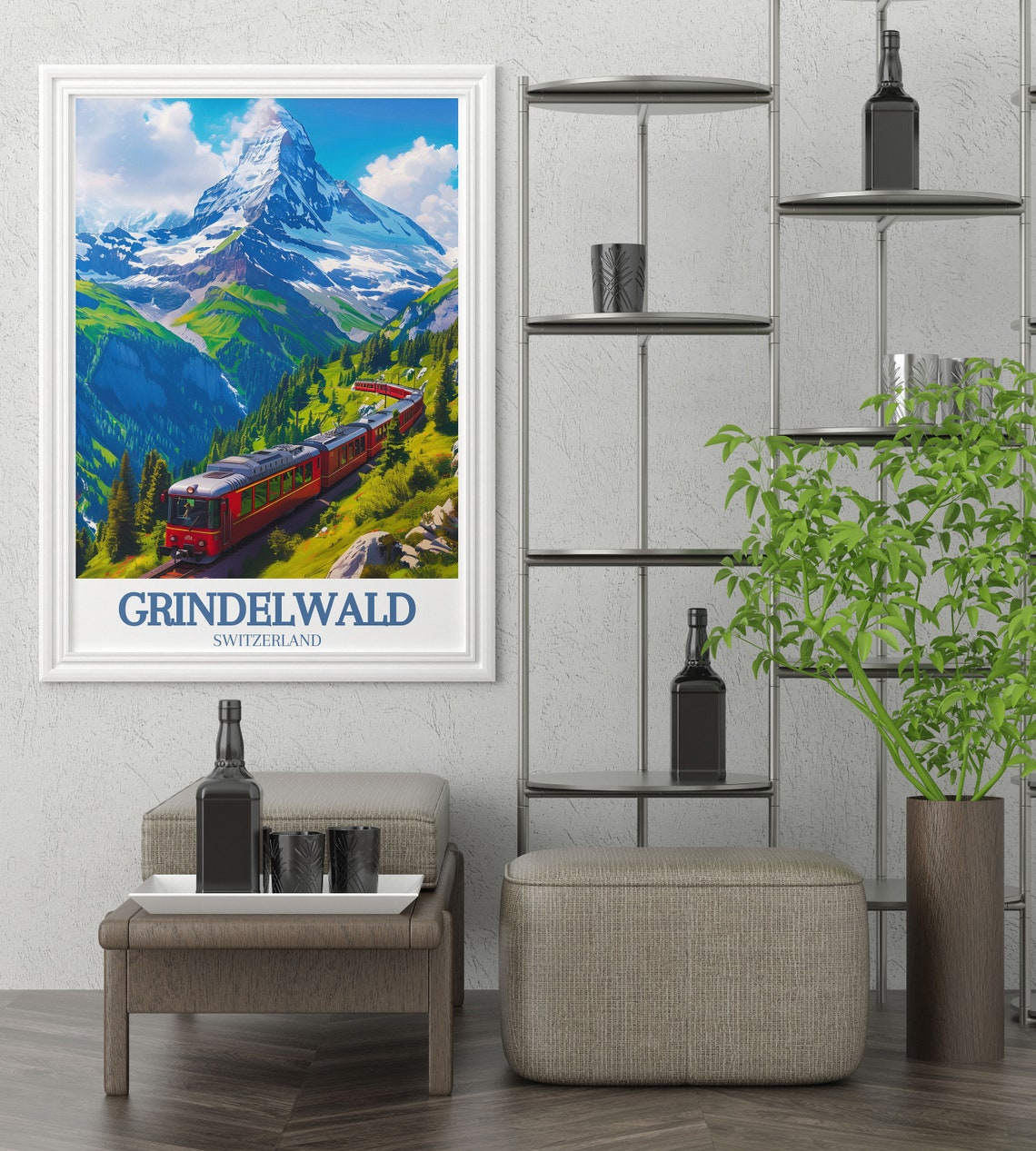 Grindelwald Red Mountain Railway Alpine Switzerland Travel Poster - Image 3