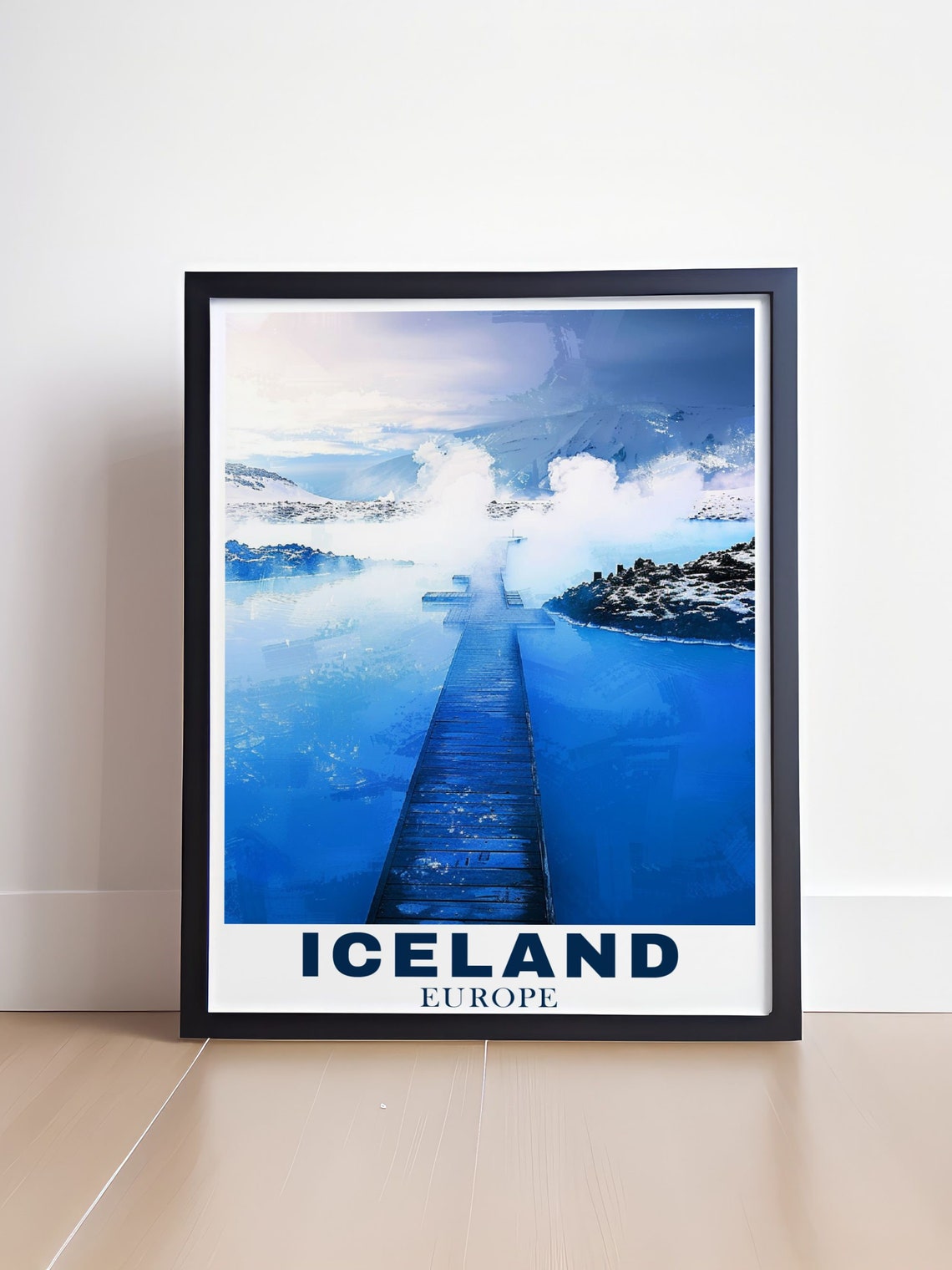Blue Lagoon Steaming Pools Wooden Walkway Iceland Europe Travel Poster - Image 4
