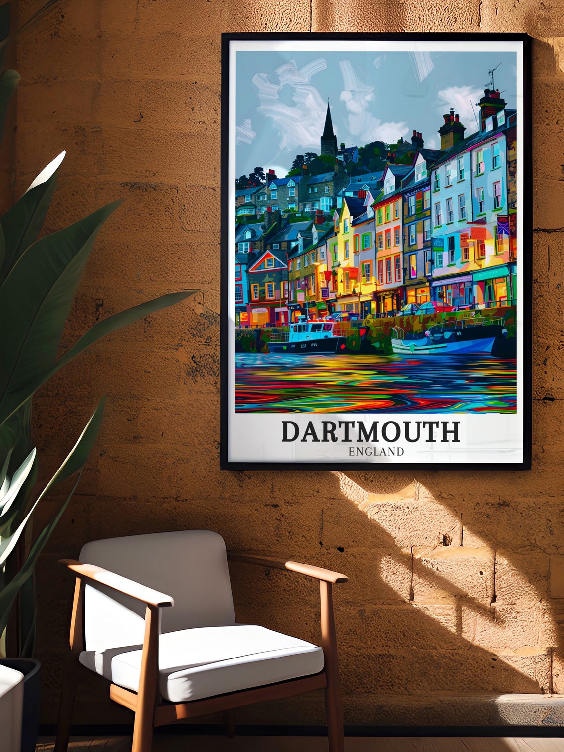Dartmouth England Colorful Waterfront Buildings Reflection Poster - Image 2