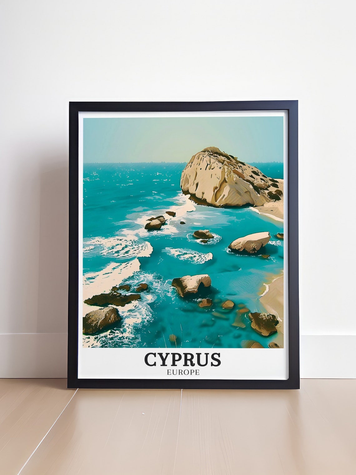 Aphrodites Rock Paphos Turquoise Sea and Rocky Cliffs Poster - Image 4