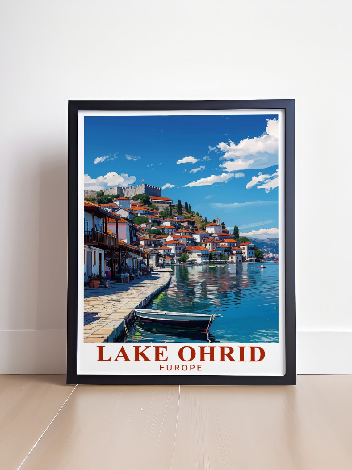 Lake Ohrid Lakeside Old Town Harbor View Europe Travel Poster - Image 4