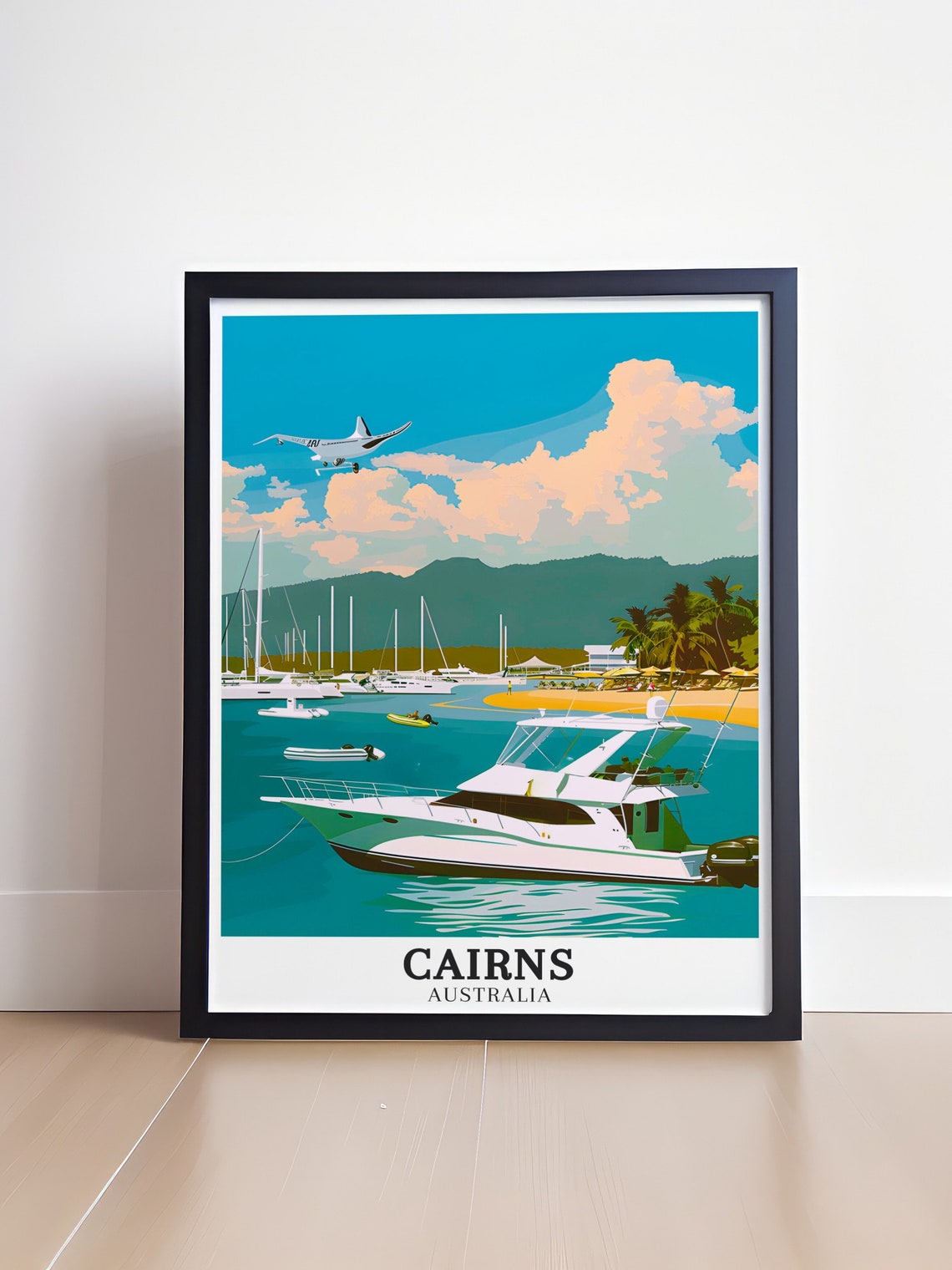 Cairns Australia Bustling Marina Yacht Seaplane Harbor Poster - Image 4