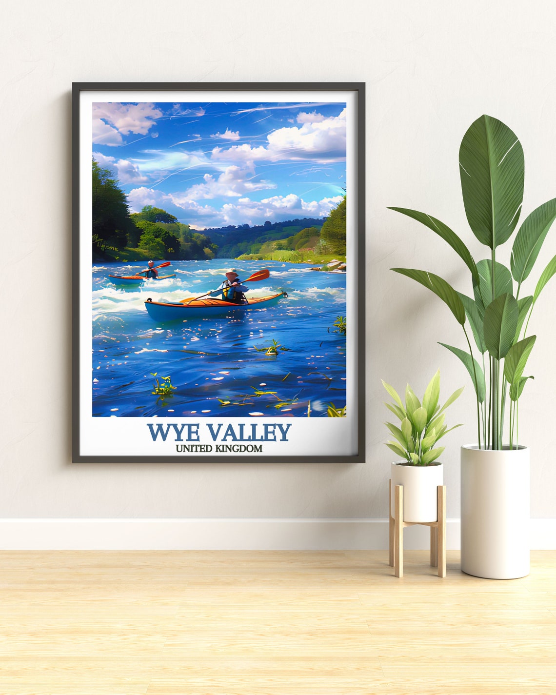 Wye Valley River Canoes and Kayaks Adventure Scene Travel Poster - Image 2